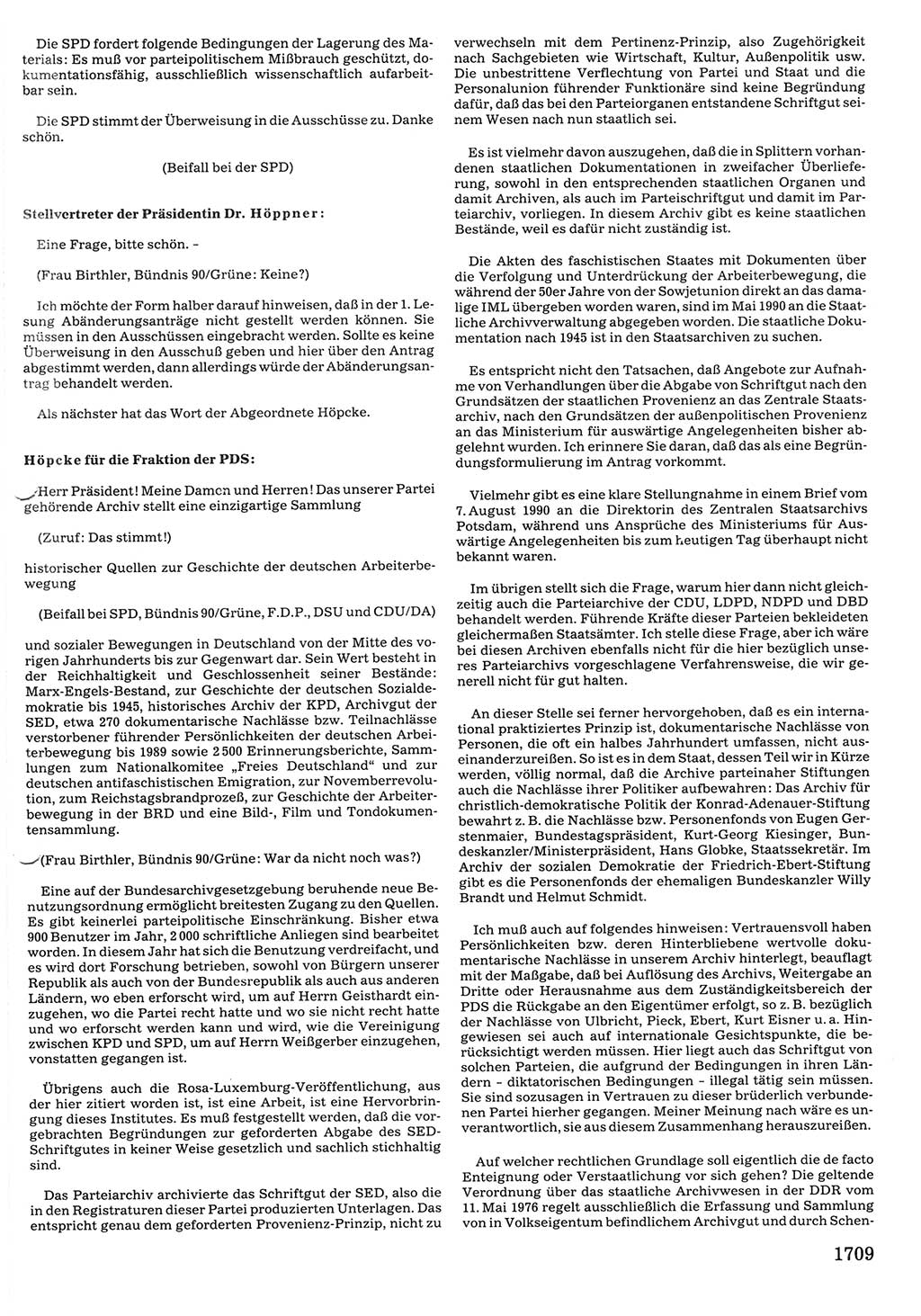 Tagungen der Volkskammer (VK) der Deutschen Demokratischen Republik (DDR), 10. Wahlperiode 1990, Seite 1709 (VK. DDR 10. WP. 1990, Prot. Tg. 1-38, 5.4.-2.10.1990, S. 1709)