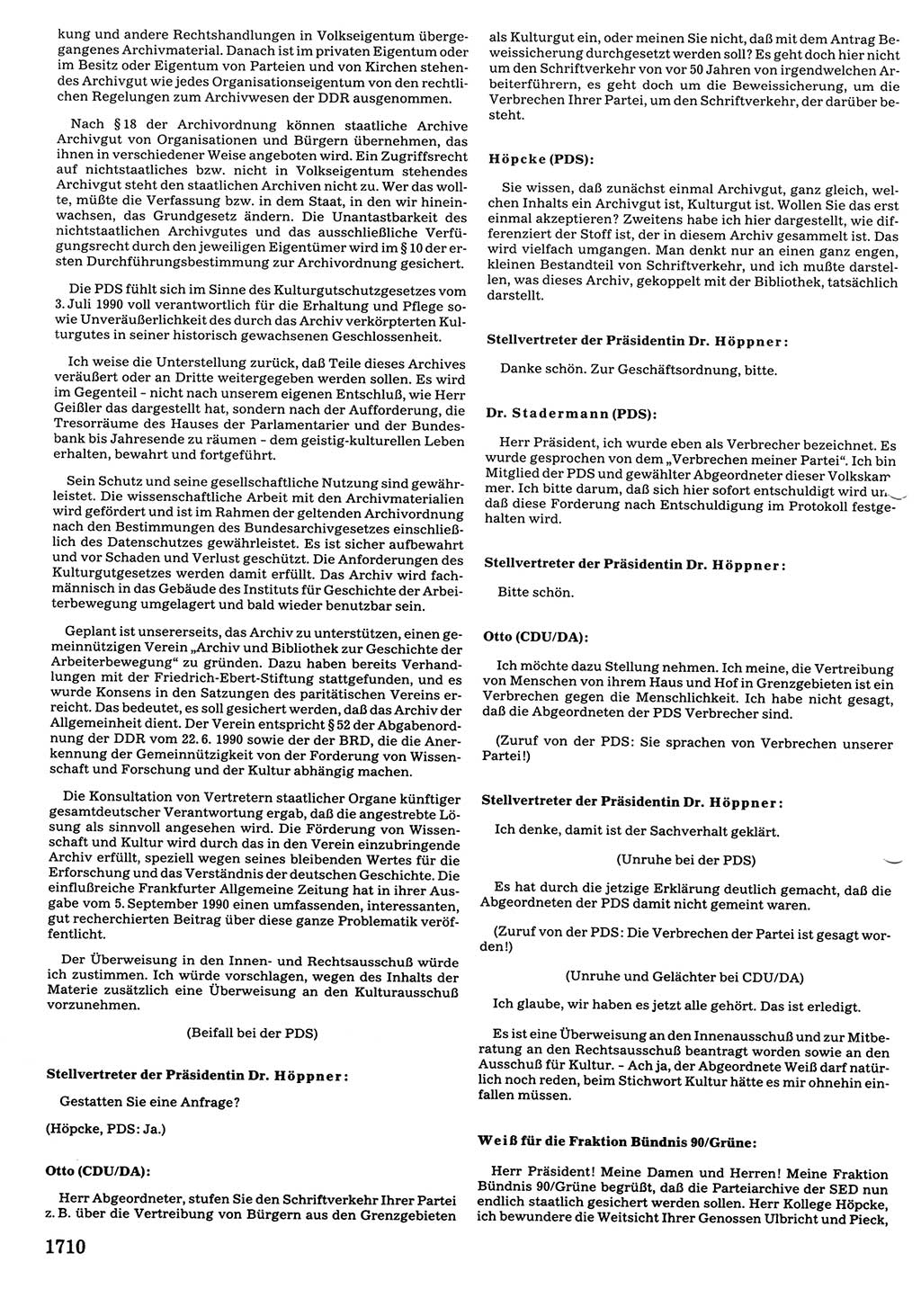 Tagungen der Volkskammer (VK) der Deutschen Demokratischen Republik (DDR), 10. Wahlperiode 1990, Seite 1710 (VK. DDR 10. WP. 1990, Prot. Tg. 1-38, 5.4.-2.10.1990, S. 1710)