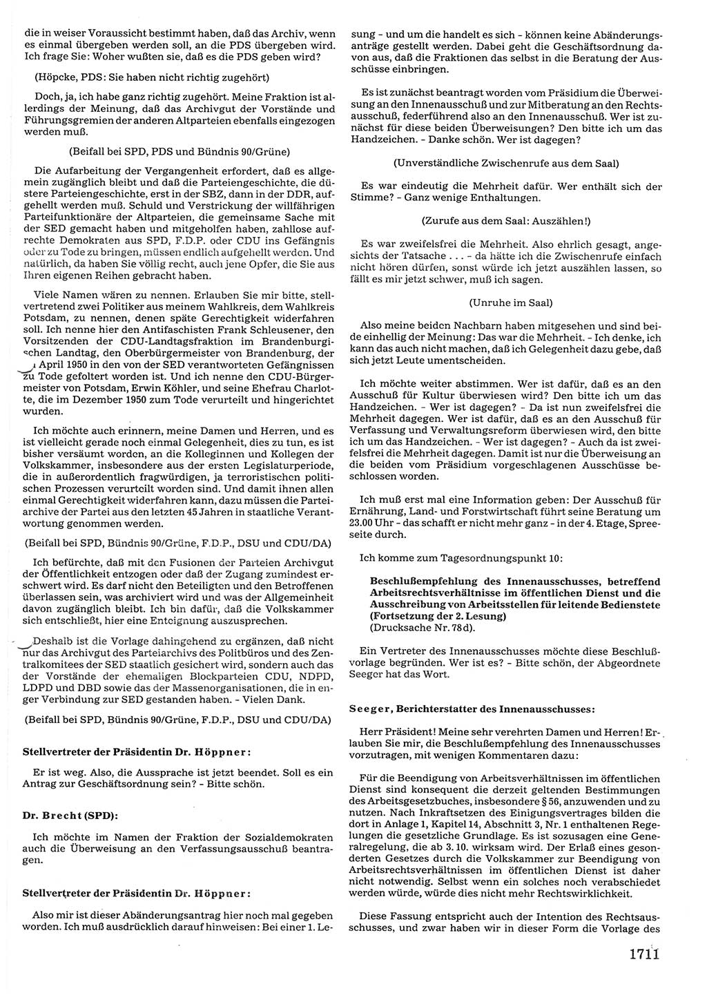 Tagungen der Volkskammer (VK) der Deutschen Demokratischen Republik (DDR), 10. Wahlperiode 1990, Seite 1711 (VK. DDR 10. WP. 1990, Prot. Tg. 1-38, 5.4.-2.10.1990, S. 1711)