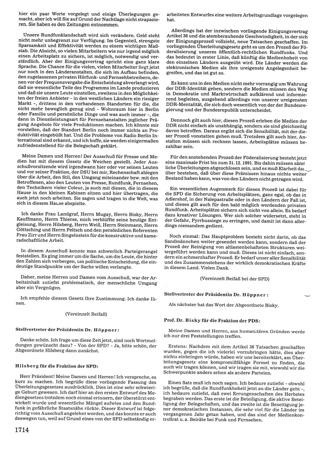 Tagungen der Volkskammer (VK) der Deutschen Demokratischen Republik (DDR), 10. Wahlperiode 1990, Seite 1714 (VK. DDR 10. WP. 1990, Prot. Tg. 1-38, 5.4.-2.10.1990, S. 1714)