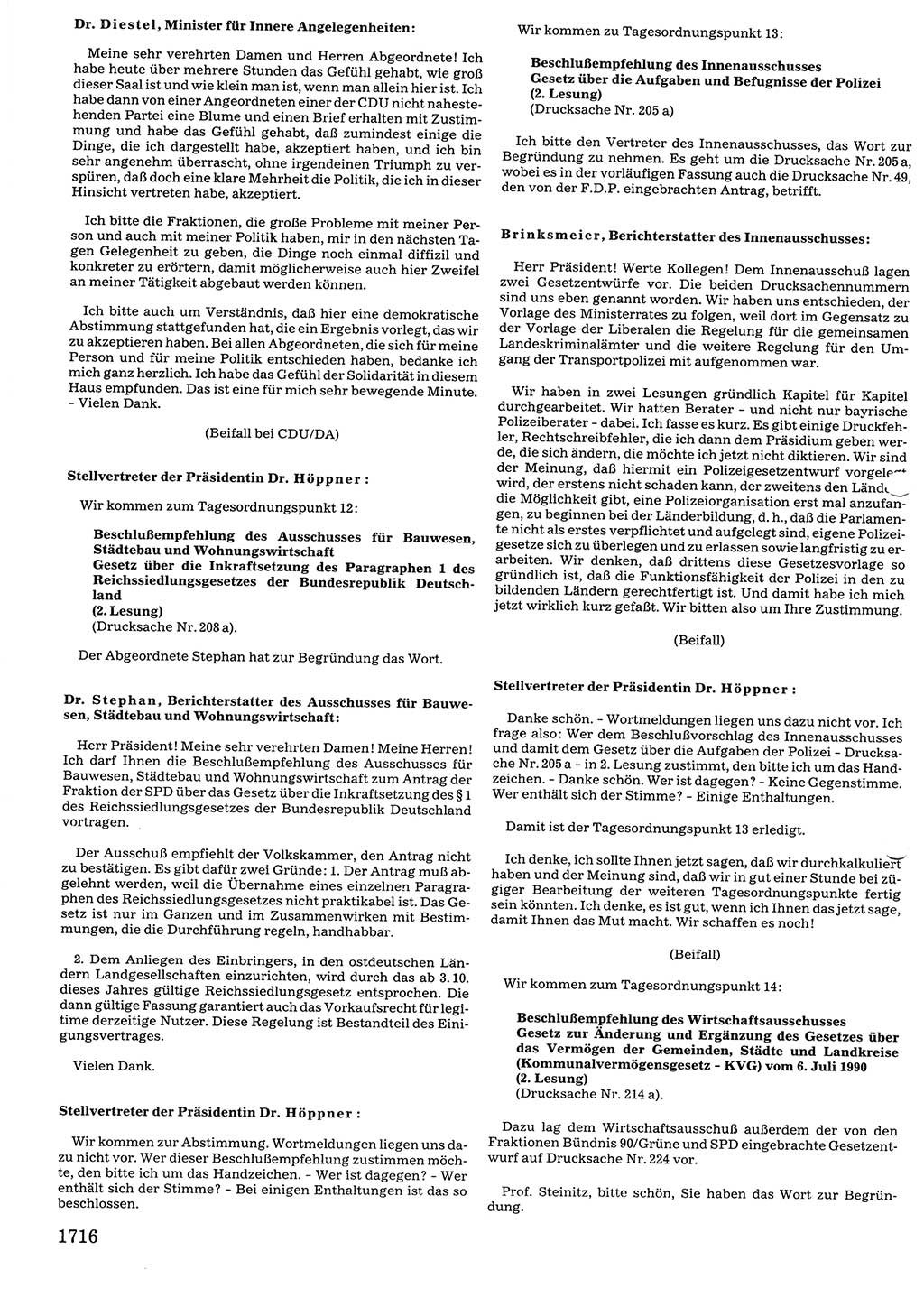 Tagungen der Volkskammer (VK) der Deutschen Demokratischen Republik (DDR), 10. Wahlperiode 1990, Seite 1716 (VK. DDR 10. WP. 1990, Prot. Tg. 1-38, 5.4.-2.10.1990, S. 1716)