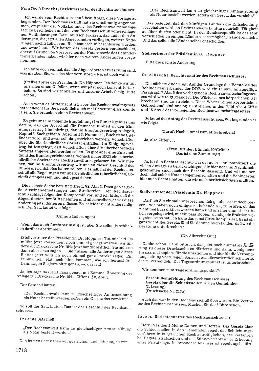 Tagungen der Volkskammer (VK) der Deutschen Demokratischen Republik (DDR), 10. Wahlperiode 1990, Seite 1718 (VK. DDR 10. WP. 1990, Prot. Tg. 1-38, 5.4.-2.10.1990, S. 1718)