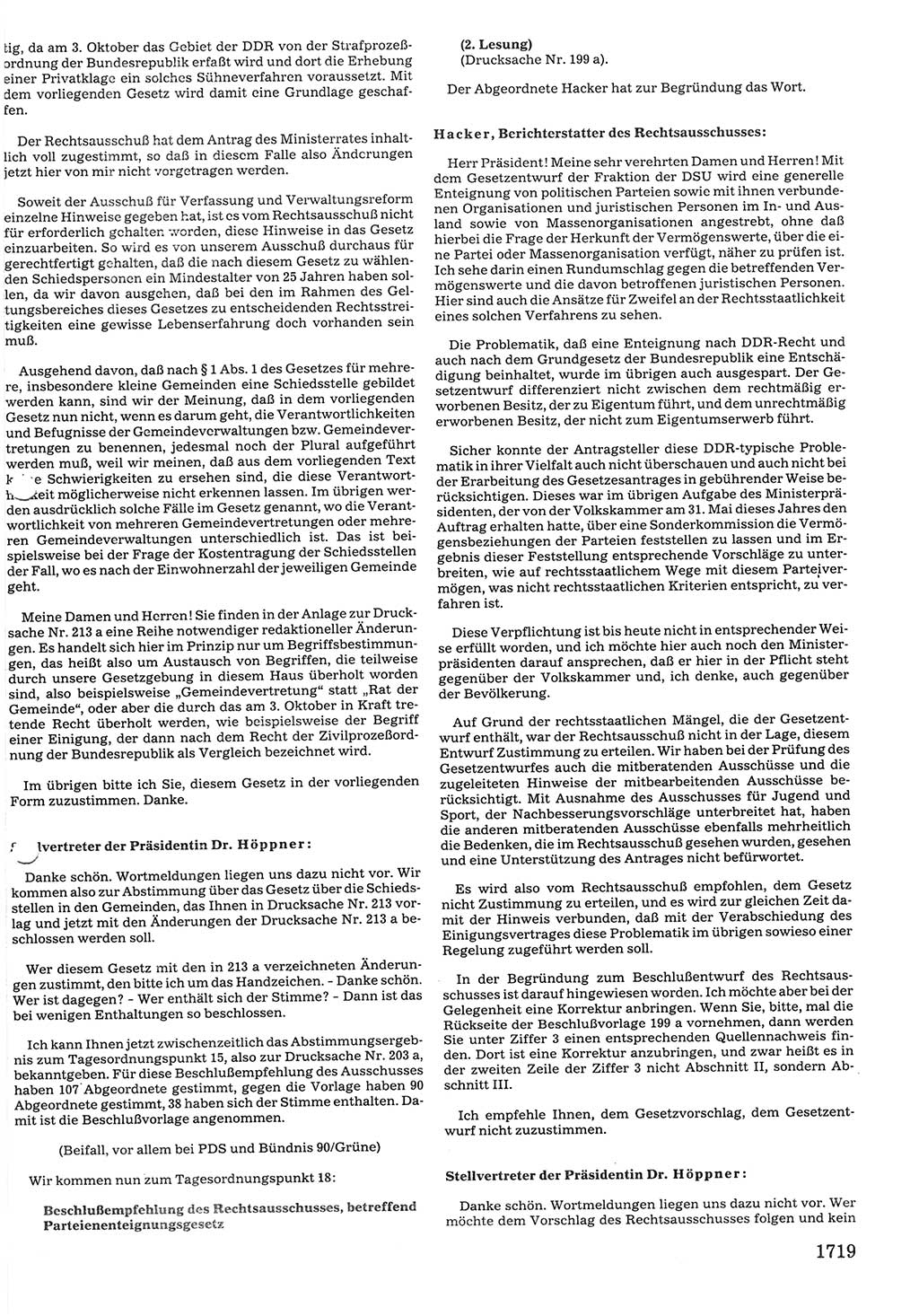 Tagungen der Volkskammer (VK) der Deutschen Demokratischen Republik (DDR), 10. Wahlperiode 1990, Seite 1719 (VK. DDR 10. WP. 1990, Prot. Tg. 1-38, 5.4.-2.10.1990, S. 1719)