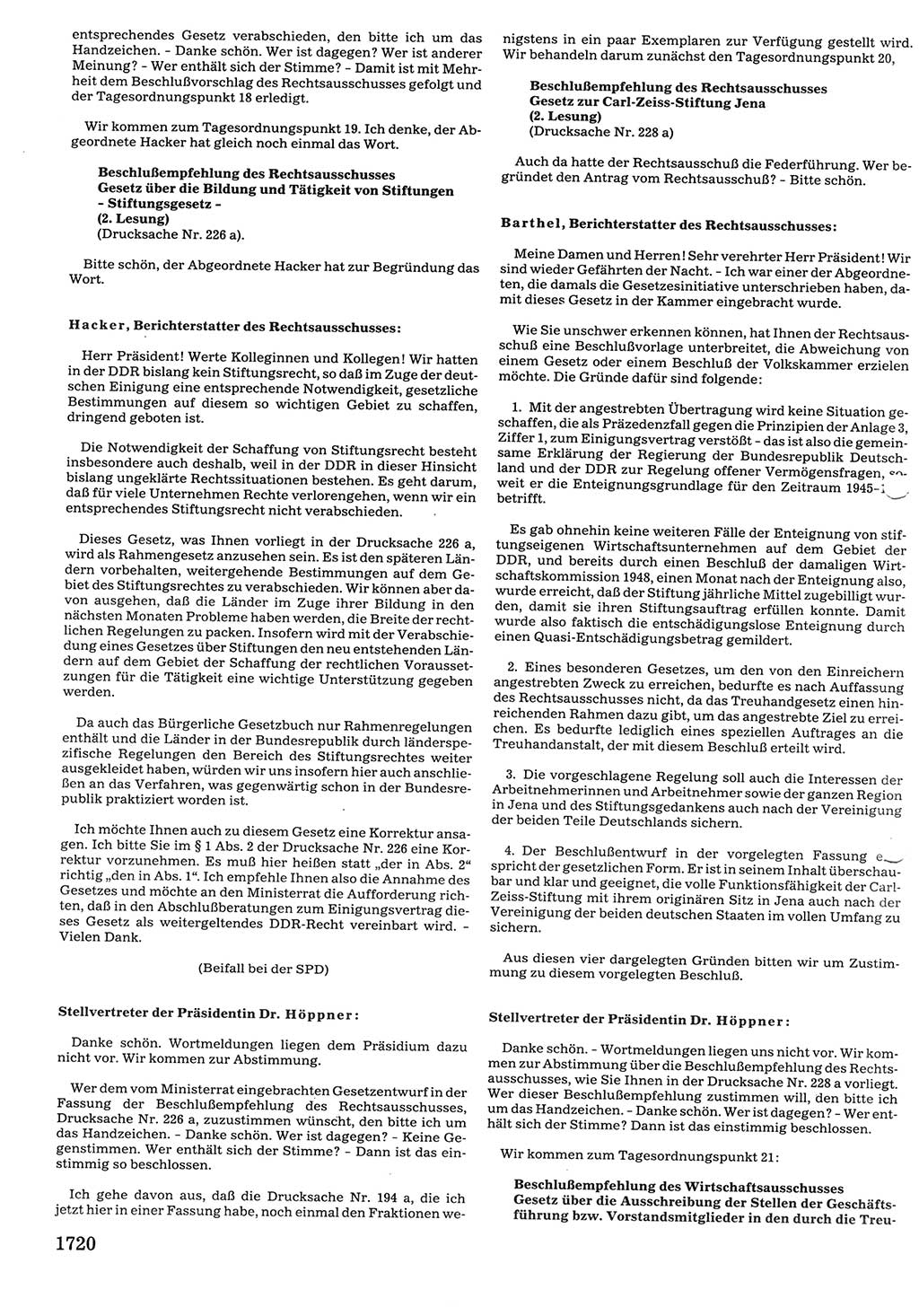 Tagungen der Volkskammer (VK) der Deutschen Demokratischen Republik (DDR), 10. Wahlperiode 1990, Seite 1720 (VK. DDR 10. WP. 1990, Prot. Tg. 1-38, 5.4.-2.10.1990, S. 1720)