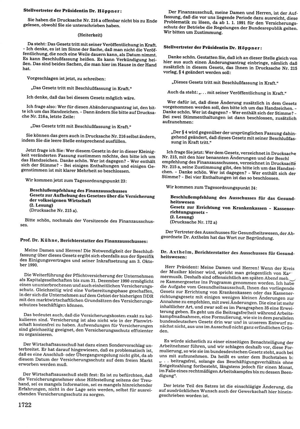 Tagungen der Volkskammer (VK) der Deutschen Demokratischen Republik (DDR), 10. Wahlperiode 1990, Seite 1722 (VK. DDR 10. WP. 1990, Prot. Tg. 1-38, 5.4.-2.10.1990, S. 1722)