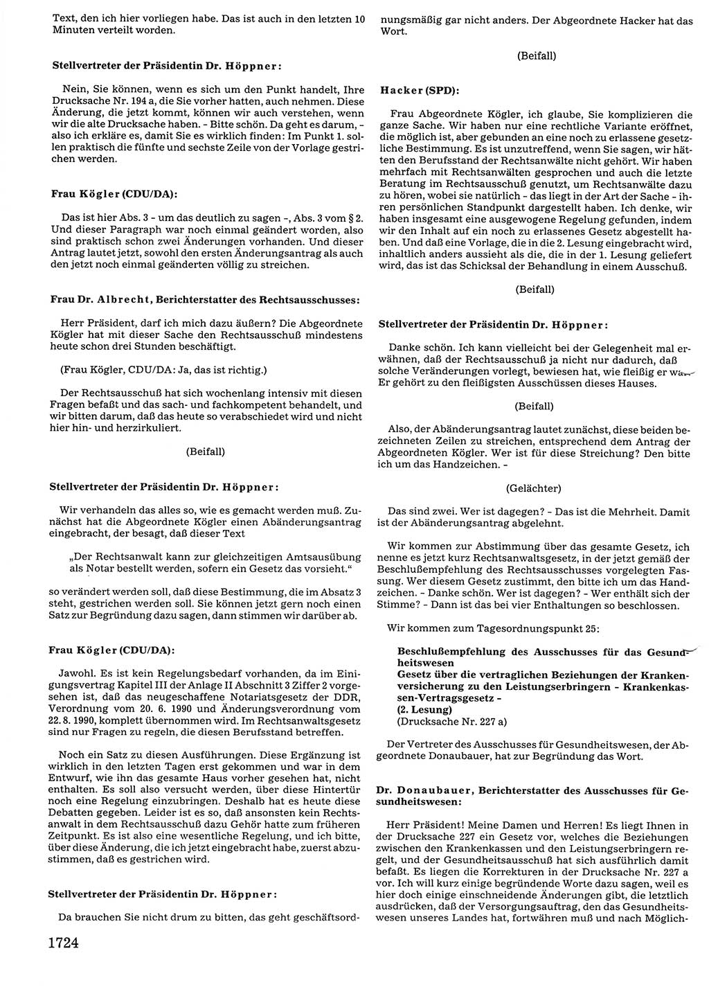 Tagungen der Volkskammer (VK) der Deutschen Demokratischen Republik (DDR), 10. Wahlperiode 1990, Seite 1724 (VK. DDR 10. WP. 1990, Prot. Tg. 1-38, 5.4.-2.10.1990, S. 1724)