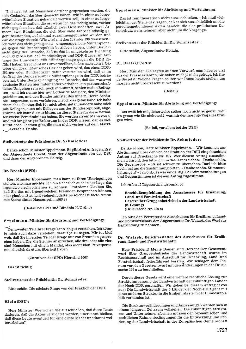 Tagungen der Volkskammer (VK) der Deutschen Demokratischen Republik (DDR), 10. Wahlperiode 1990, Seite 1727 (VK. DDR 10. WP. 1990, Prot. Tg. 1-38, 5.4.-2.10.1990, S. 1727)