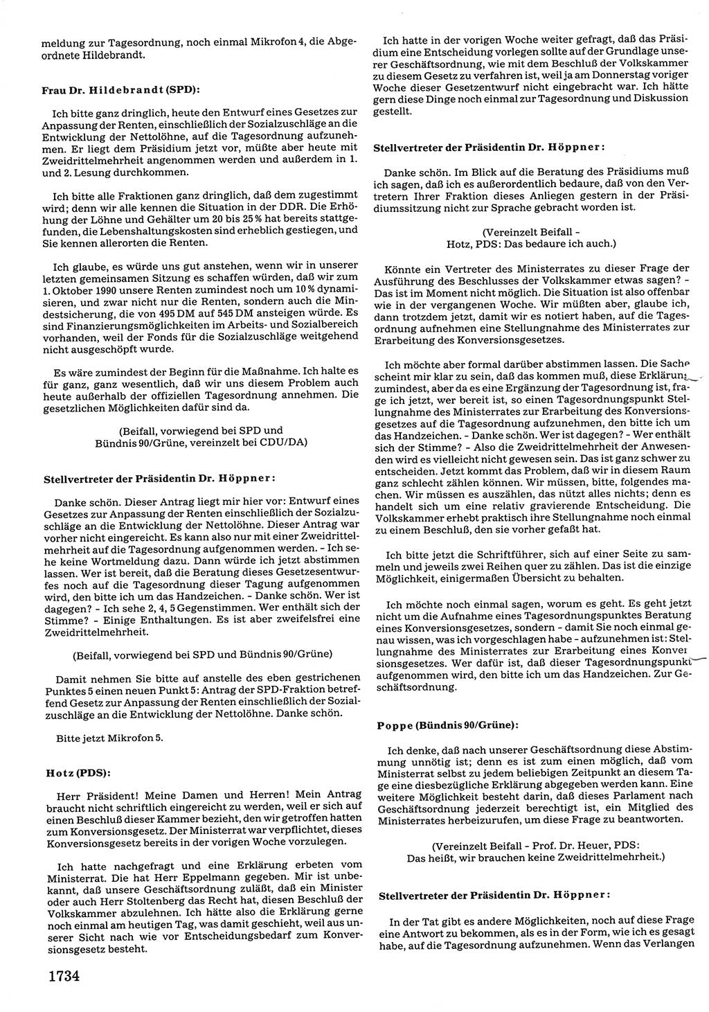 Tagungen der Volkskammer (VK) der Deutschen Demokratischen Republik (DDR), 10. Wahlperiode 1990, Seite 1734 (VK. DDR 10. WP. 1990, Prot. Tg. 1-38, 5.4.-2.10.1990, S. 1734)
