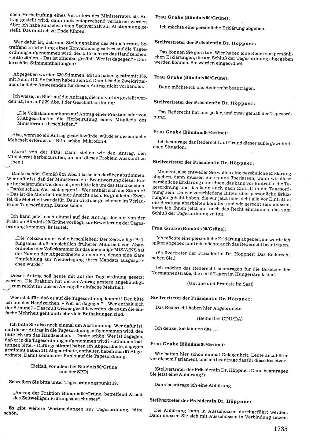 Tagungen der Volkskammer (VK) der Deutschen Demokratischen Republik (DDR), 10. Wahlperiode 1990, Seite 1735 (VK. DDR 10. WP. 1990, Prot. Tg. 1-38, 5.4.-2.10.1990, S. 1735)