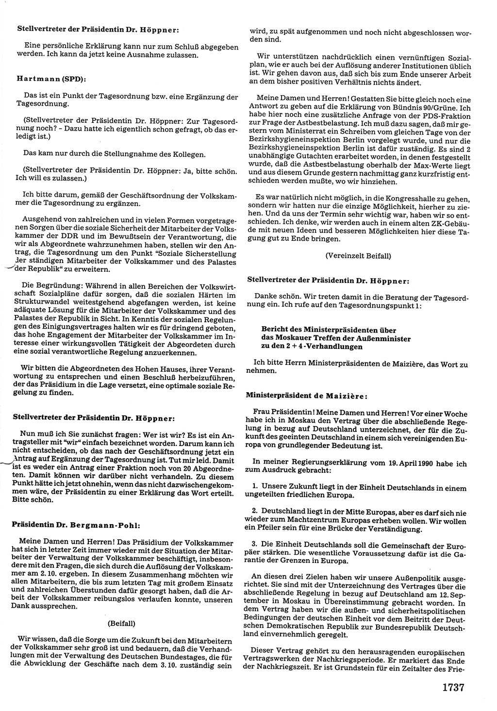 Tagungen der Volkskammer (VK) der Deutschen Demokratischen Republik (DDR), 10. Wahlperiode 1990, Seite 1737 (VK. DDR 10. WP. 1990, Prot. Tg. 1-38, 5.4.-2.10.1990, S. 1737)