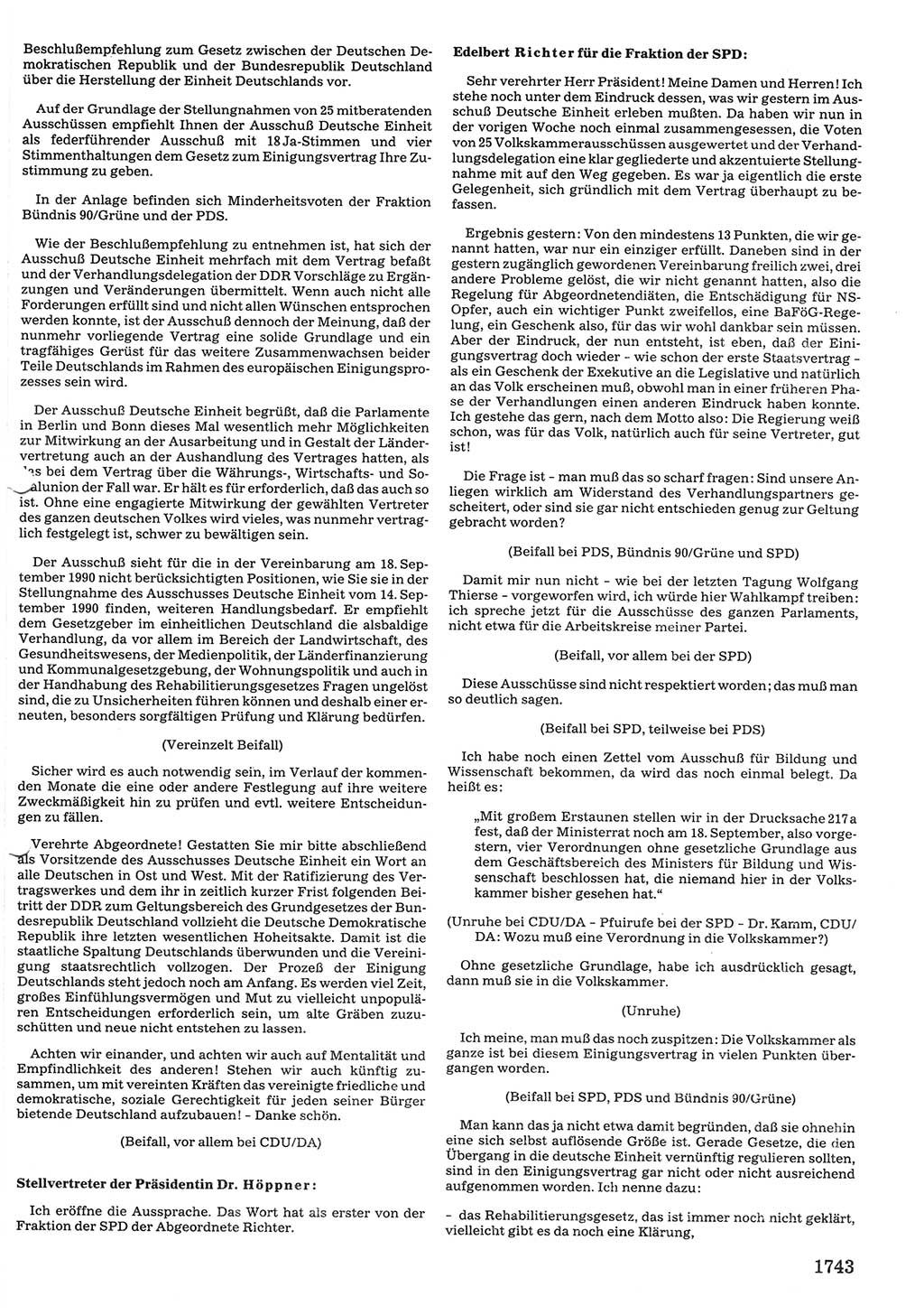 Tagungen der Volkskammer (VK) der Deutschen Demokratischen Republik (DDR), 10. Wahlperiode 1990, Seite 1743 (VK. DDR 10. WP. 1990, Prot. Tg. 1-38, 5.4.-2.10.1990, S. 1743)