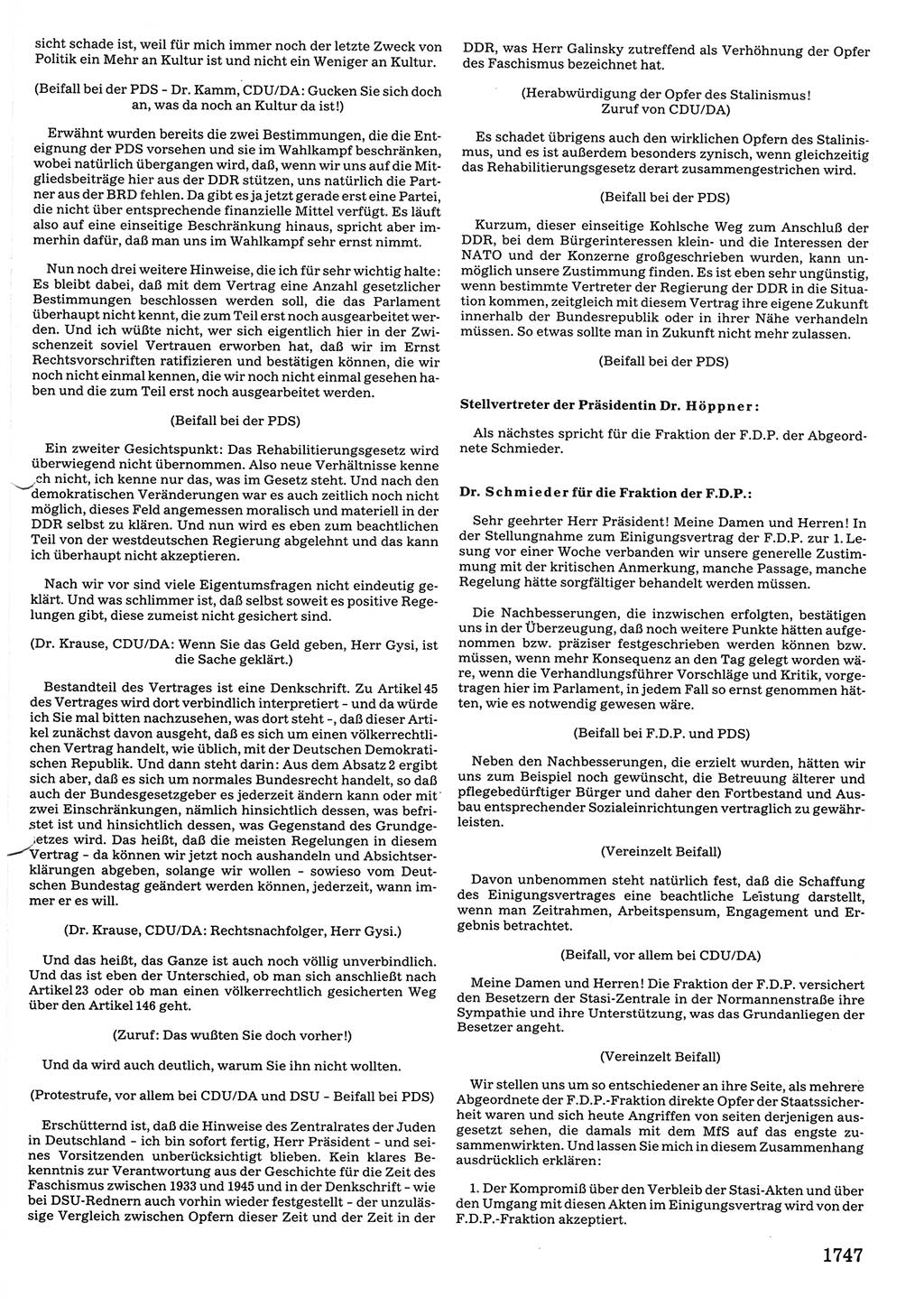 Tagungen der Volkskammer (VK) der Deutschen Demokratischen Republik (DDR), 10. Wahlperiode 1990, Seite 1747 (VK. DDR 10. WP. 1990, Prot. Tg. 1-38, 5.4.-2.10.1990, S. 1747)