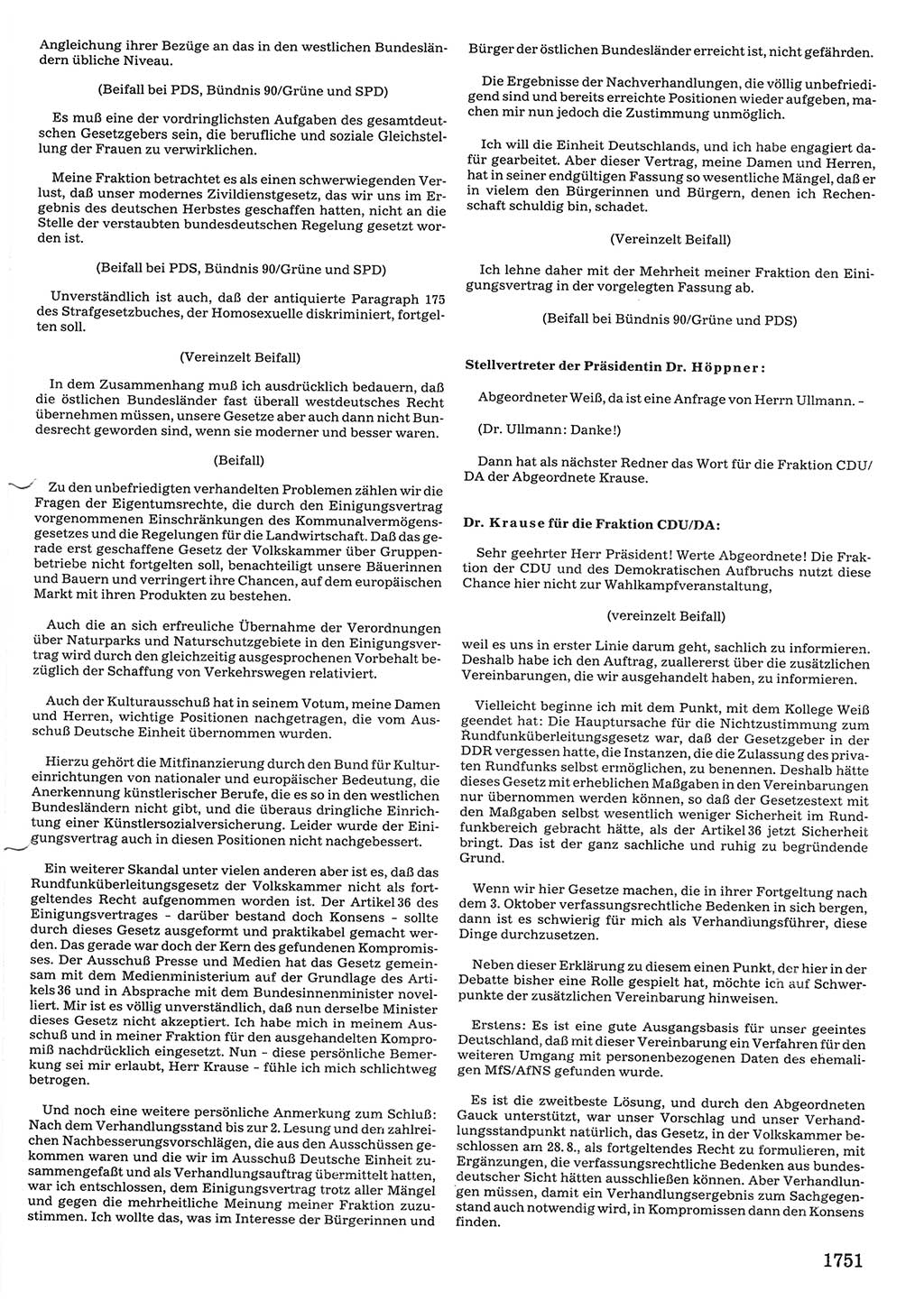 Tagungen der Volkskammer (VK) der Deutschen Demokratischen Republik (DDR), 10. Wahlperiode 1990, Seite 1751 (VK. DDR 10. WP. 1990, Prot. Tg. 1-38, 5.4.-2.10.1990, S. 1751)