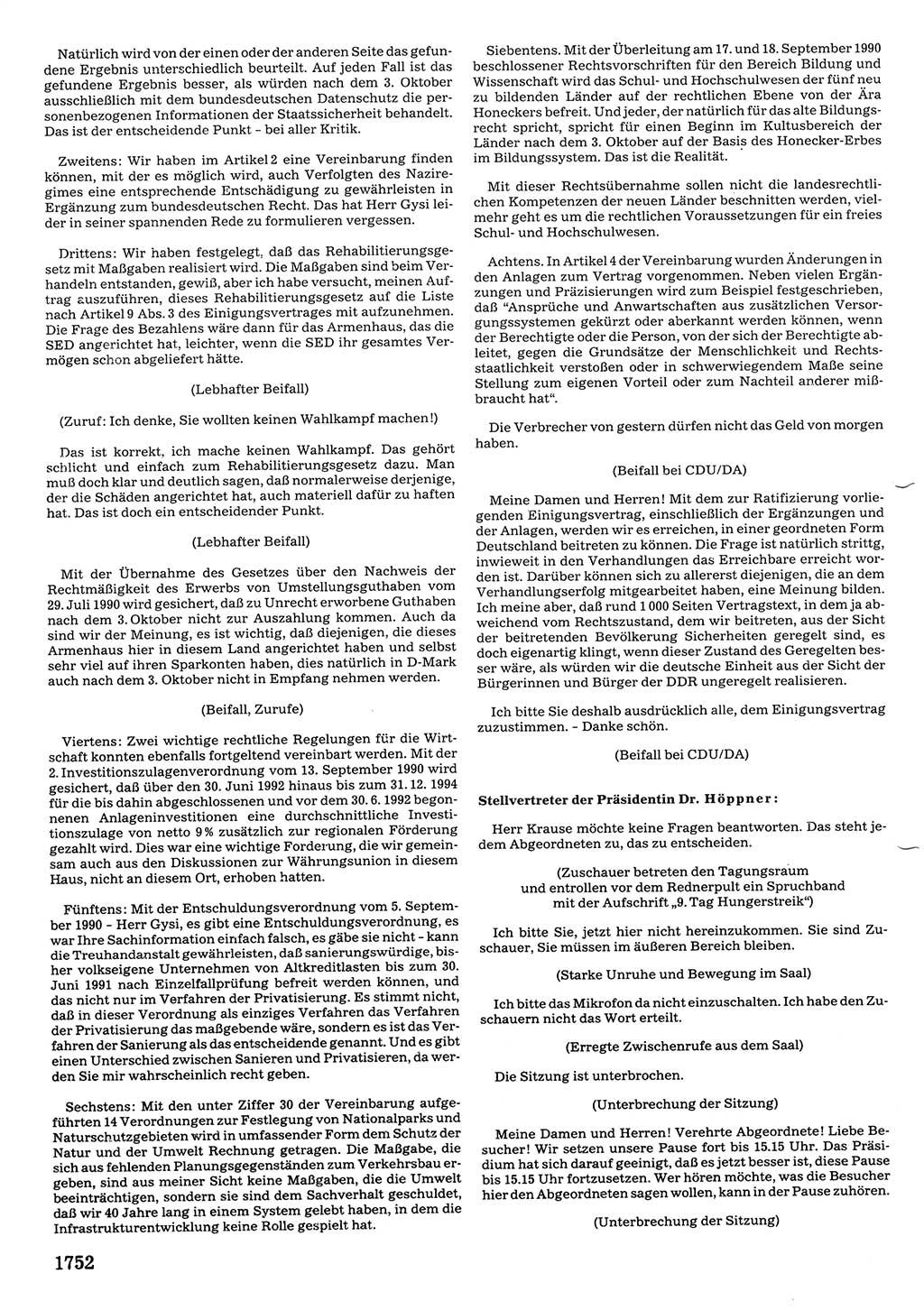 Tagungen der Volkskammer (VK) der Deutschen Demokratischen Republik (DDR), 10. Wahlperiode 1990, Seite 1752 (VK. DDR 10. WP. 1990, Prot. Tg. 1-38, 5.4.-2.10.1990, S. 1752)