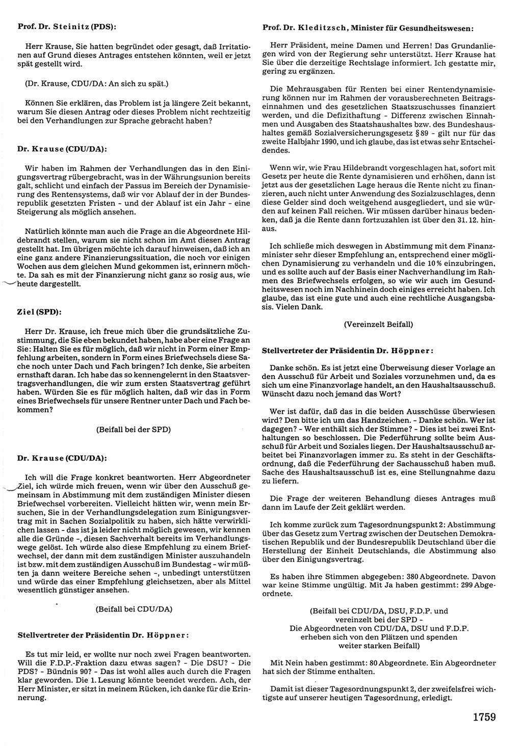 Tagungen der Volkskammer (VK) der Deutschen Demokratischen Republik (DDR), 10. Wahlperiode 1990, Seite 1759 (VK. DDR 10. WP. 1990, Prot. Tg. 1-38, 5.4.-2.10.1990, S. 1759)