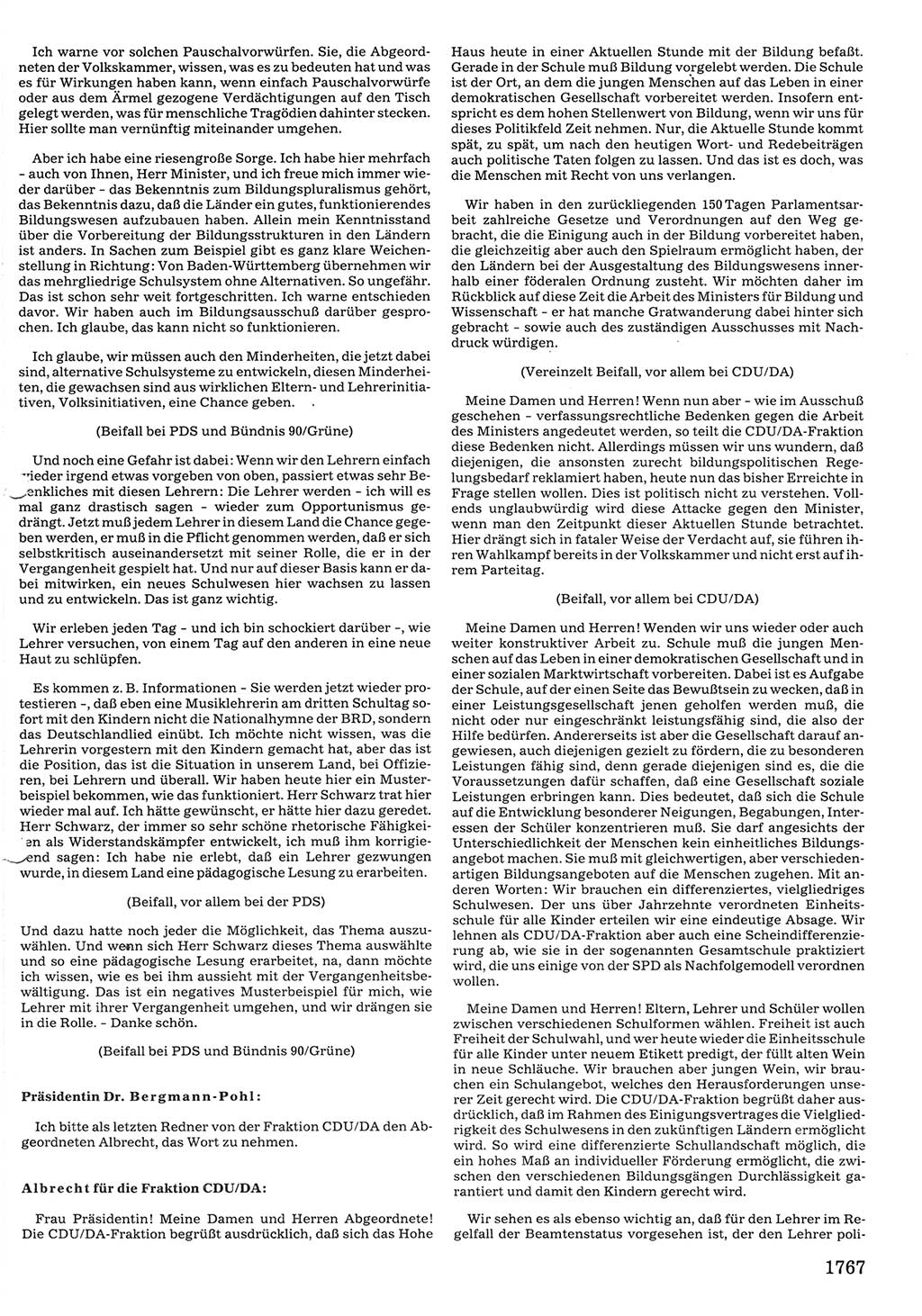 Tagungen der Volkskammer (VK) der Deutschen Demokratischen Republik (DDR), 10. Wahlperiode 1990, Seite 1767 (VK. DDR 10. WP. 1990, Prot. Tg. 1-38, 5.4.-2.10.1990, S. 1767)