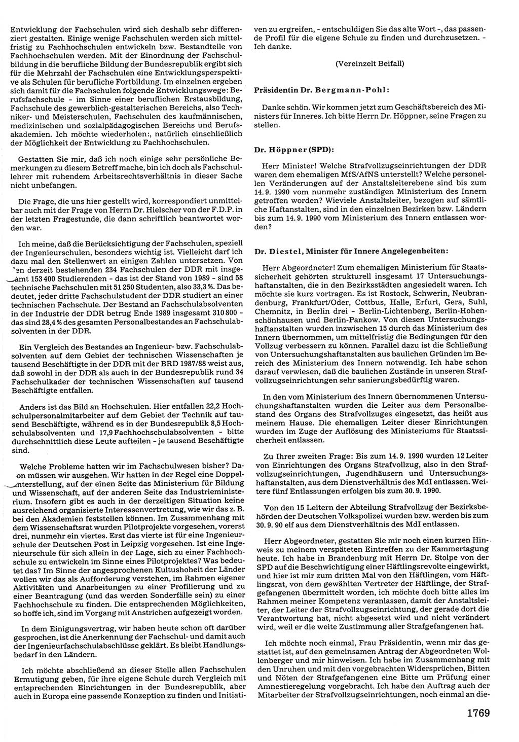 Tagungen der Volkskammer (VK) der Deutschen Demokratischen Republik (DDR), 10. Wahlperiode 1990, Seite 1769 (VK. DDR 10. WP. 1990, Prot. Tg. 1-38, 5.4.-2.10.1990, S. 1769)