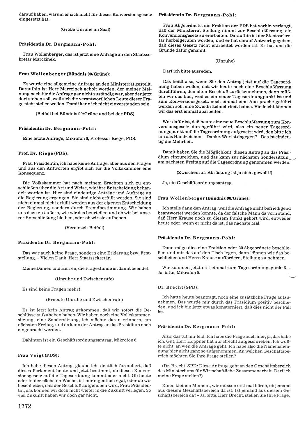 Tagungen der Volkskammer (VK) der Deutschen Demokratischen Republik (DDR), 10. Wahlperiode 1990, Seite 1772 (VK. DDR 10. WP. 1990, Prot. Tg. 1-38, 5.4.-2.10.1990, S. 1772)