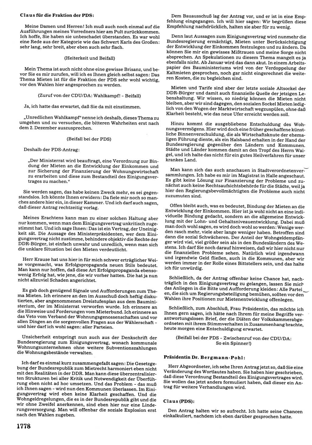 Tagungen der Volkskammer (VK) der Deutschen Demokratischen Republik (DDR), 10. Wahlperiode 1990, Seite 1778 (VK. DDR 10. WP. 1990, Prot. Tg. 1-38, 5.4.-2.10.1990, S. 1778)