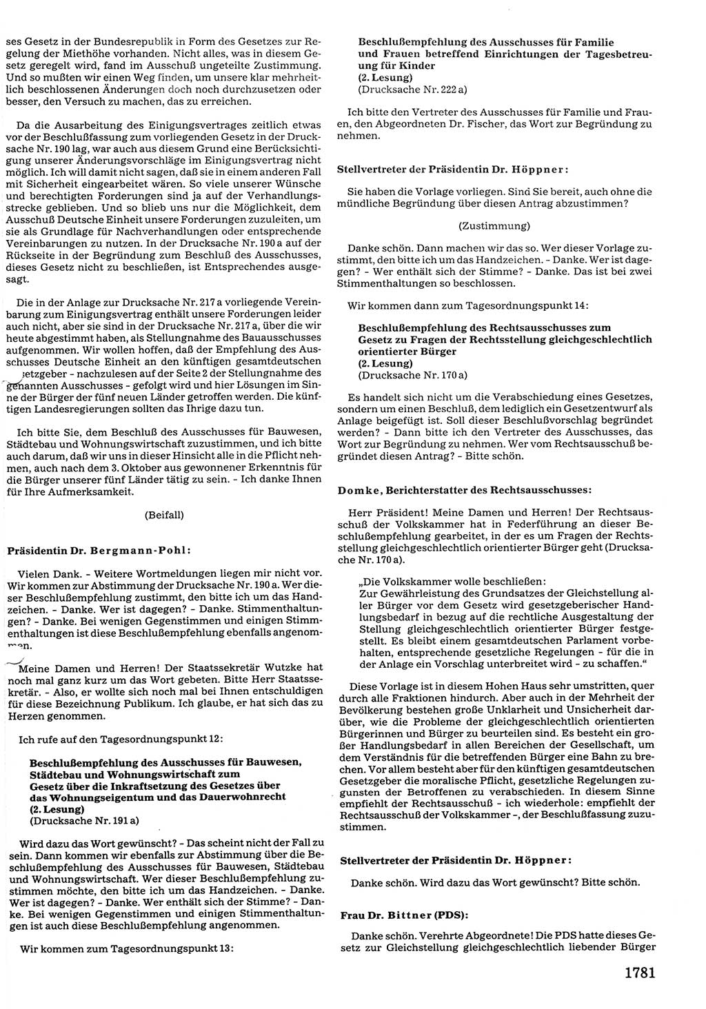 Tagungen der Volkskammer (VK) der Deutschen Demokratischen Republik (DDR), 10. Wahlperiode 1990, Seite 1781 (VK. DDR 10. WP. 1990, Prot. Tg. 1-38, 5.4.-2.10.1990, S. 1781)
