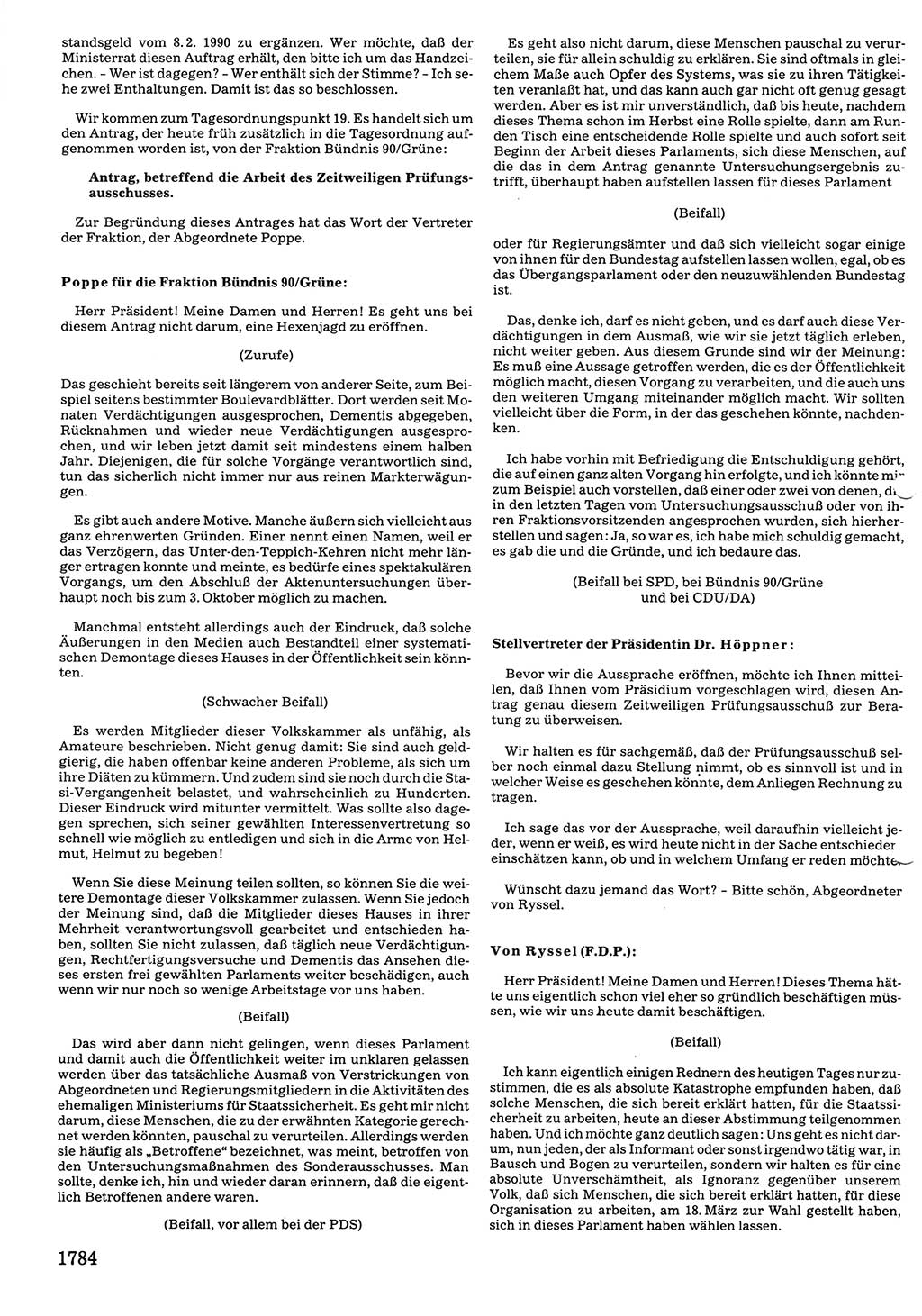 Tagungen der Volkskammer (VK) der Deutschen Demokratischen Republik (DDR), 10. Wahlperiode 1990, Seite 1784 (VK. DDR 10. WP. 1990, Prot. Tg. 1-38, 5.4.-2.10.1990, S. 1784)