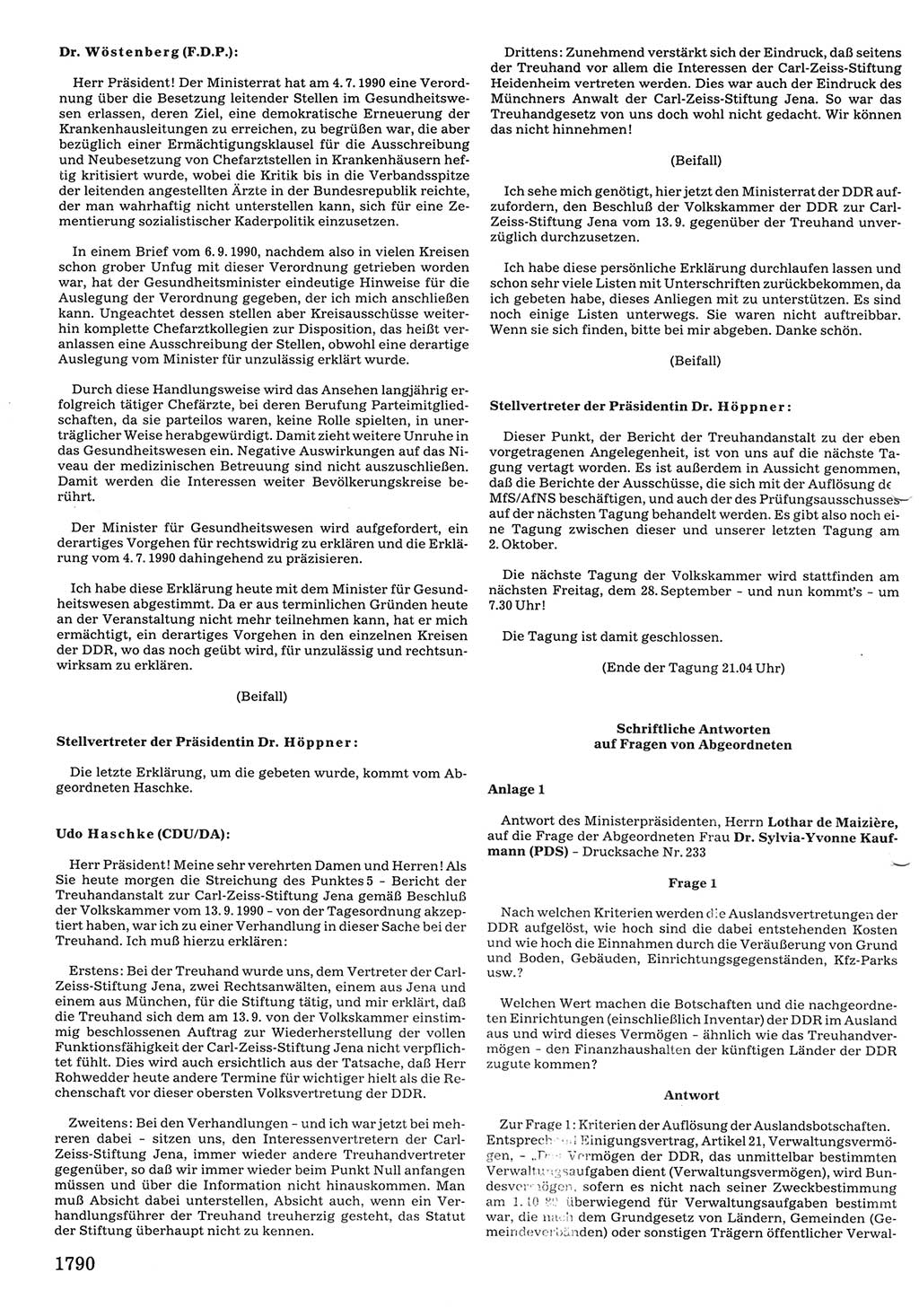 Tagungen der Volkskammer (VK) der Deutschen Demokratischen Republik (DDR), 10. Wahlperiode 1990, Seite 1790 (VK. DDR 10. WP. 1990, Prot. Tg. 1-38, 5.4.-2.10.1990, S. 1790)