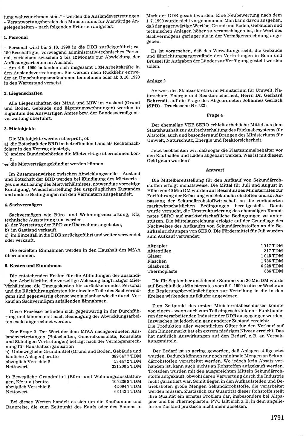 Tagungen der Volkskammer (VK) der Deutschen Demokratischen Republik (DDR), 10. Wahlperiode 1990, Seite 1791 (VK. DDR 10. WP. 1990, Prot. Tg. 1-38, 5.4.-2.10.1990, S. 1791)