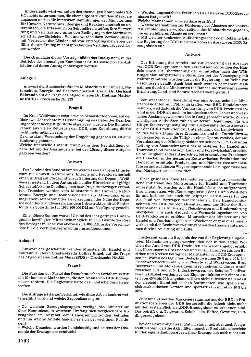 Tagungen der Volkskammer (VK) der Deutschen Demokratischen Republik (DDR), 10. Wahlperiode 1990, Seite 1792 (VK. DDR 10. WP. 1990, Prot. Tg. 1-38, 5.4.-2.10.1990, S. 1792)