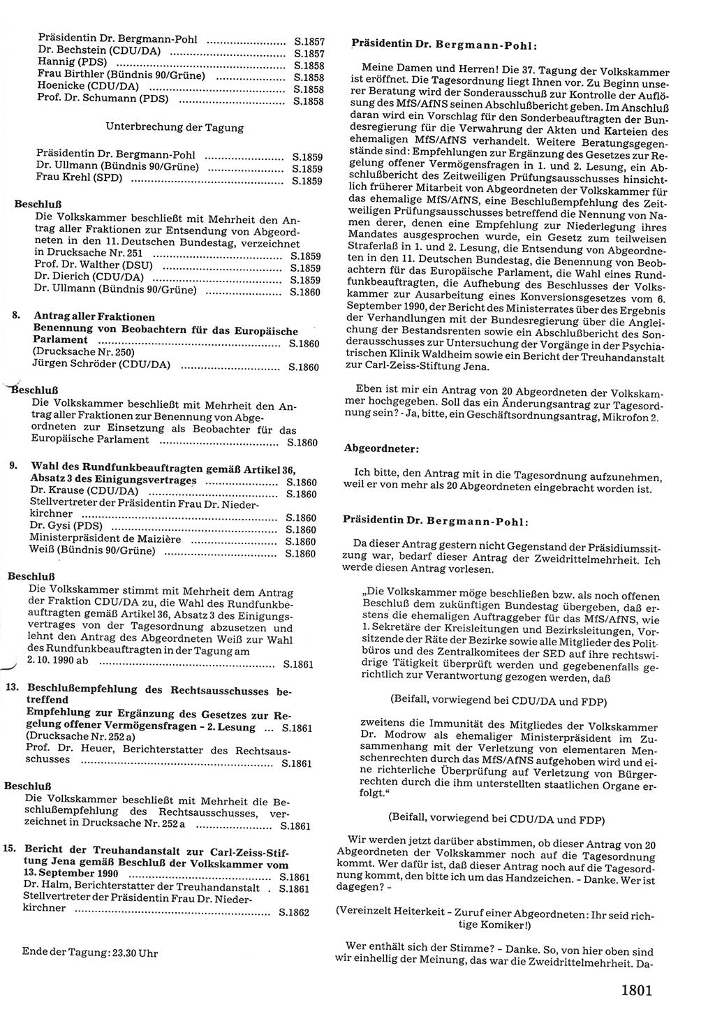 Tagungen der Volkskammer (VK) der Deutschen Demokratischen Republik (DDR), 10. Wahlperiode 1990, Seite 1801 (VK. DDR 10. WP. 1990, Prot. Tg. 1-38, 5.4.-2.10.1990, S. 1801)