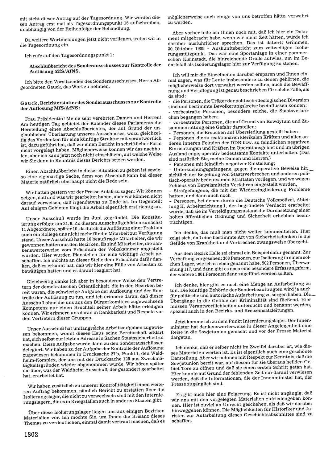 Tagungen der Volkskammer (VK) der Deutschen Demokratischen Republik (DDR), 10. Wahlperiode 1990, Seite 1802 (VK. DDR 10. WP. 1990, Prot. Tg. 1-38, 5.4.-2.10.1990, S. 1802)