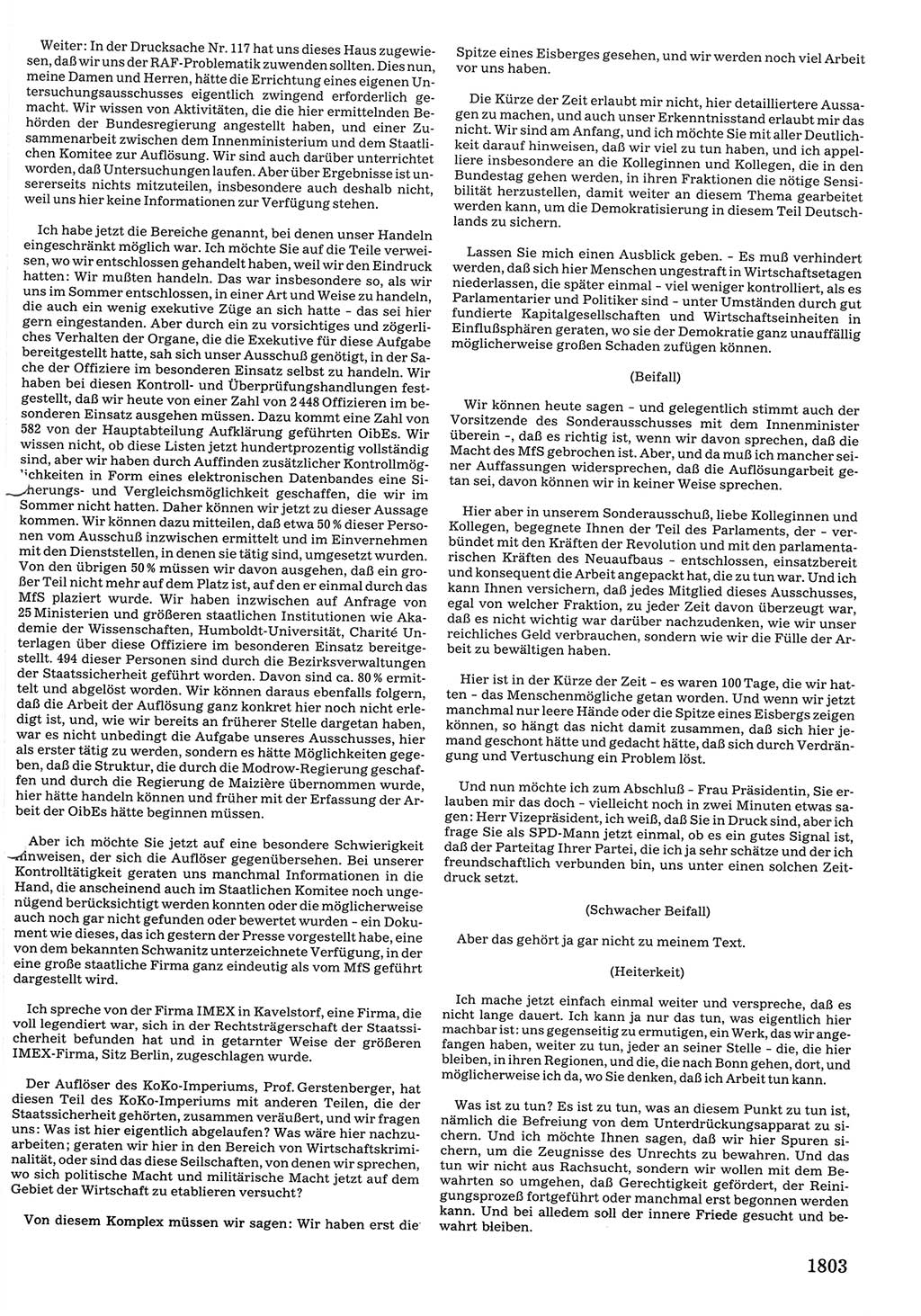 Tagungen der Volkskammer (VK) der Deutschen Demokratischen Republik (DDR), 10. Wahlperiode 1990, Seite 1803 (VK. DDR 10. WP. 1990, Prot. Tg. 1-38, 5.4.-2.10.1990, S. 1803)