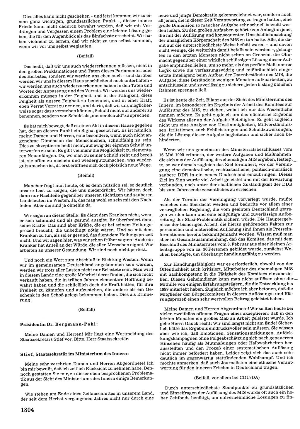 Tagungen der Volkskammer (VK) der Deutschen Demokratischen Republik (DDR), 10. Wahlperiode 1990, Seite 1804 (VK. DDR 10. WP. 1990, Prot. Tg. 1-38, 5.4.-2.10.1990, S. 1804)