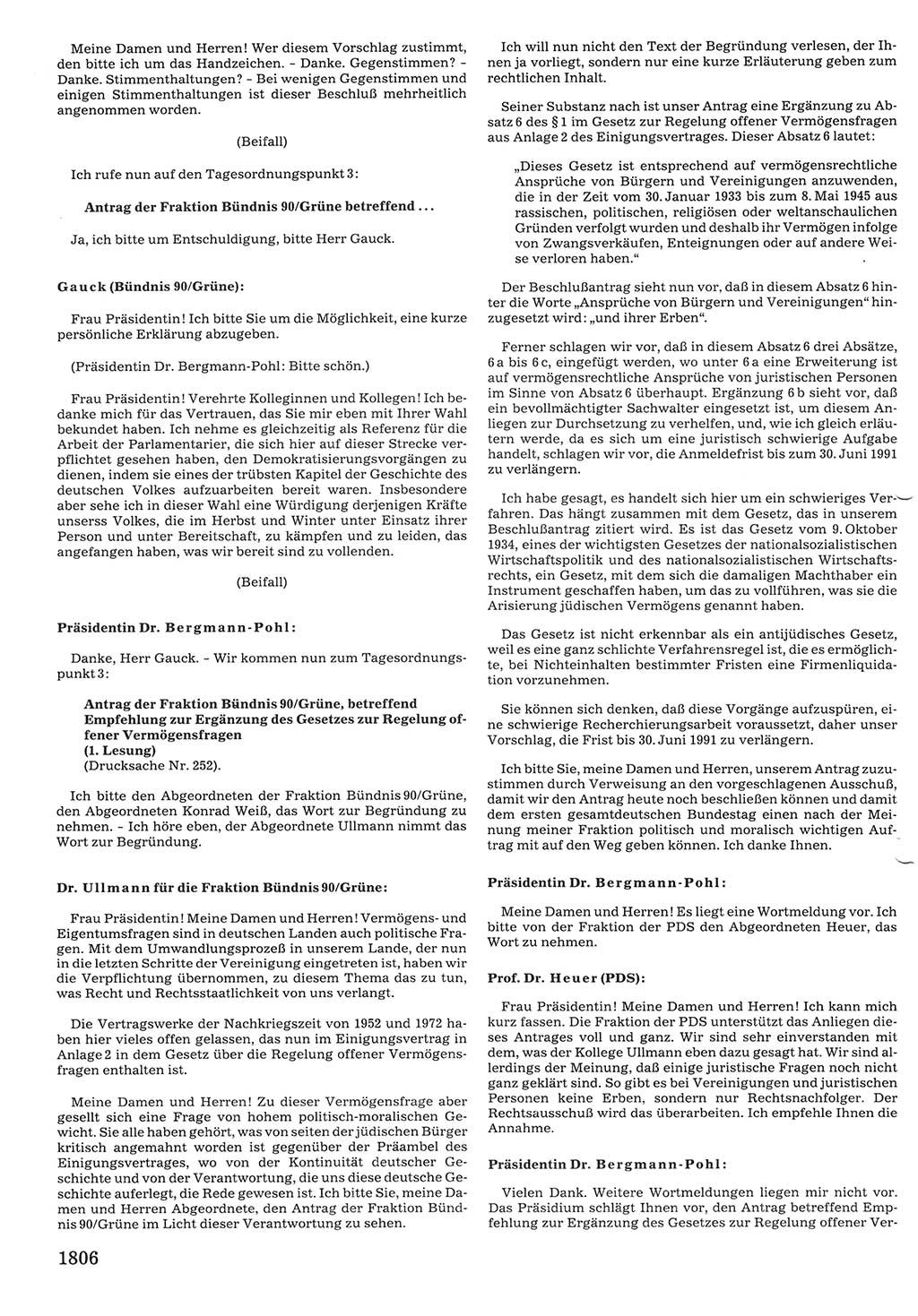 Tagungen der Volkskammer (VK) der Deutschen Demokratischen Republik (DDR), 10. Wahlperiode 1990, Seite 1806 (VK. DDR 10. WP. 1990, Prot. Tg. 1-38, 5.4.-2.10.1990, S. 1806)