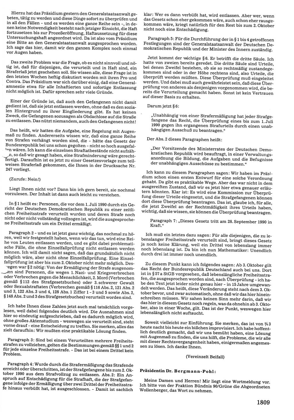 Tagungen der Volkskammer (VK) der Deutschen Demokratischen Republik (DDR), 10. Wahlperiode 1990, Seite 1809 (VK. DDR 10. WP. 1990, Prot. Tg. 1-38, 5.4.-2.10.1990, S. 1809)