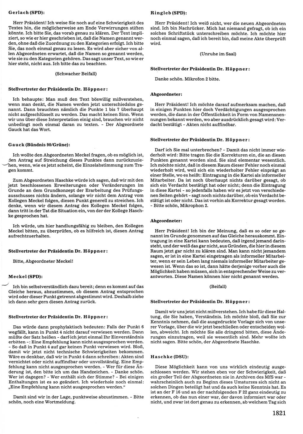 Tagungen der Volkskammer (VK) der Deutschen Demokratischen Republik (DDR), 10. Wahlperiode 1990, Seite 1821 (VK. DDR 10. WP. 1990, Prot. Tg. 1-38, 5.4.-2.10.1990, S. 1821)