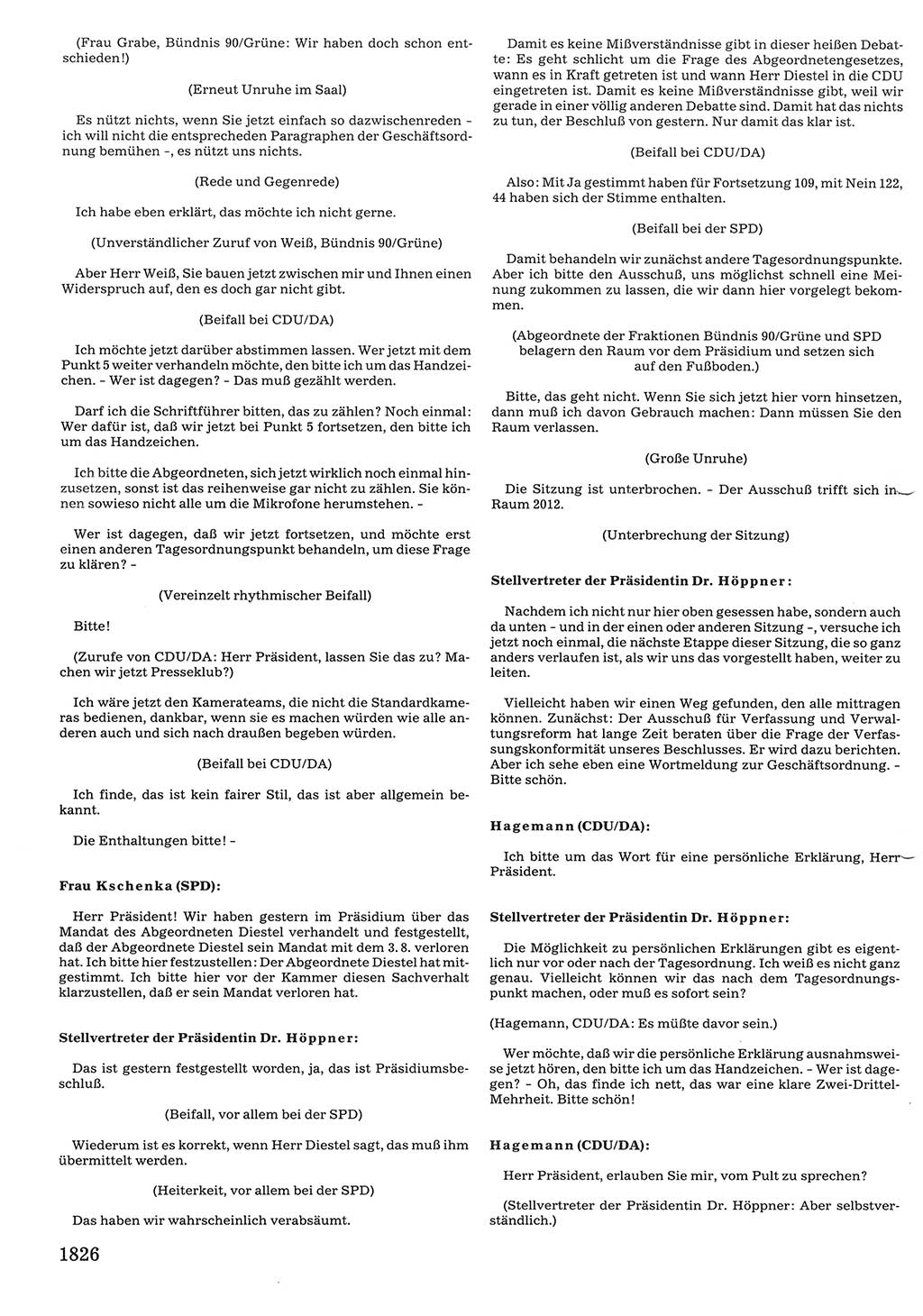 Tagungen der Volkskammer (VK) der Deutschen Demokratischen Republik (DDR), 10. Wahlperiode 1990, Seite 1826 (VK. DDR 10. WP. 1990, Prot. Tg. 1-38, 5.4.-2.10.1990, S. 1826)