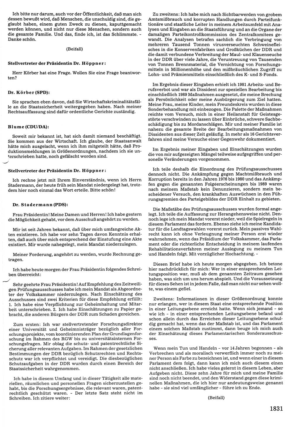 Tagungen der Volkskammer (VK) der Deutschen Demokratischen Republik (DDR), 10. Wahlperiode 1990, Seite 1831 (VK. DDR 10. WP. 1990, Prot. Tg. 1-38, 5.4.-2.10.1990, S. 1831)