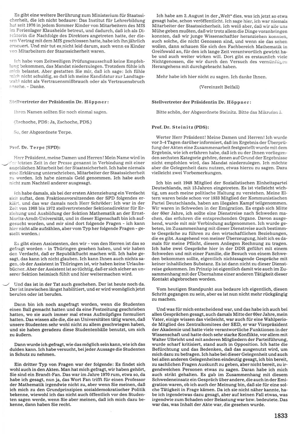 Tagungen der Volkskammer (VK) der Deutschen Demokratischen Republik (DDR), 10. Wahlperiode 1990, Seite 1833 (VK. DDR 10. WP. 1990, Prot. Tg. 1-38, 5.4.-2.10.1990, S. 1833)