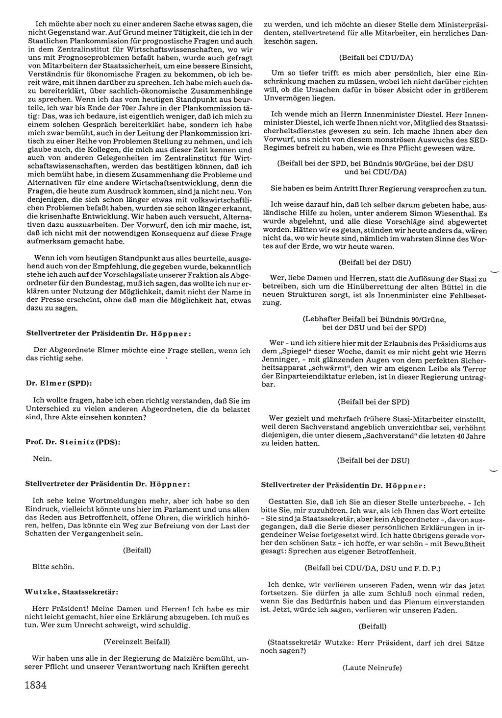 Tagungen der Volkskammer (VK) der Deutschen Demokratischen Republik (DDR), 10. Wahlperiode 1990, Seite 1834 (VK. DDR 10. WP. 1990, Prot. Tg. 1-38, 5.4.-2.10.1990, S. 1834)