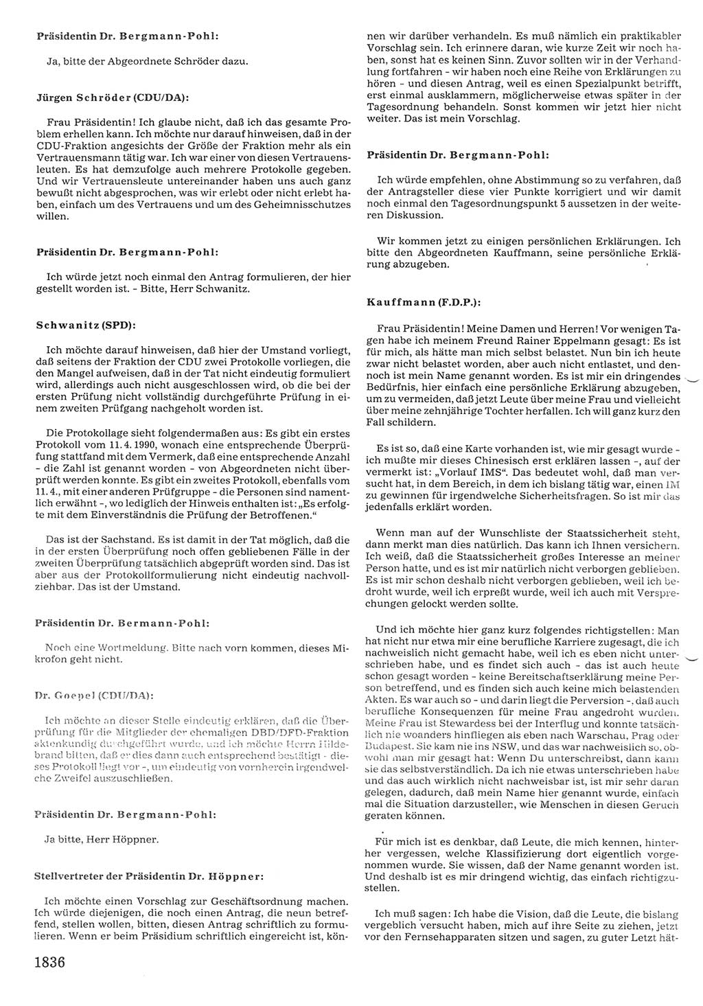 Tagungen der Volkskammer (VK) der Deutschen Demokratischen Republik (DDR), 10. Wahlperiode 1990, Seite 1836 (VK. DDR 10. WP. 1990, Prot. Tg. 1-38, 5.4.-2.10.1990, S. 1836)