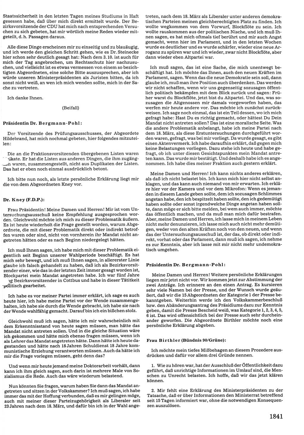 Tagungen der Volkskammer (VK) der Deutschen Demokratischen Republik (DDR), 10. Wahlperiode 1990, Seite 1841 (VK. DDR 10. WP. 1990, Prot. Tg. 1-38, 5.4.-2.10.1990, S. 1841)