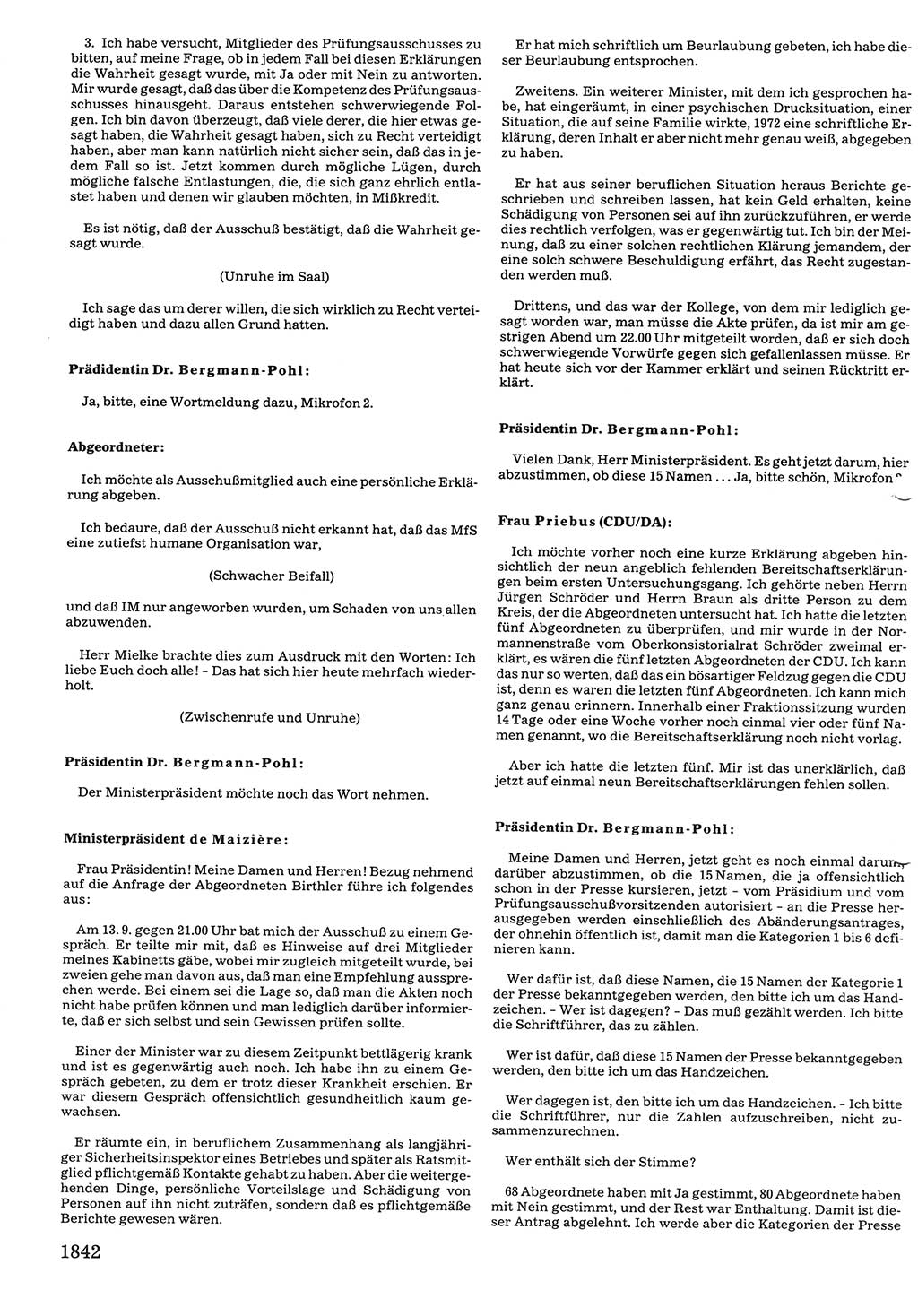 Tagungen der Volkskammer (VK) der Deutschen Demokratischen Republik (DDR), 10. Wahlperiode 1990, Seite 1842 (VK. DDR 10. WP. 1990, Prot. Tg. 1-38, 5.4.-2.10.1990, S. 1842)