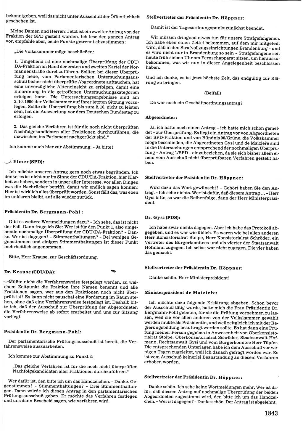 Tagungen der Volkskammer (VK) der Deutschen Demokratischen Republik (DDR), 10. Wahlperiode 1990, Seite 1843 (VK. DDR 10. WP. 1990, Prot. Tg. 1-38, 5.4.-2.10.1990, S. 1843)