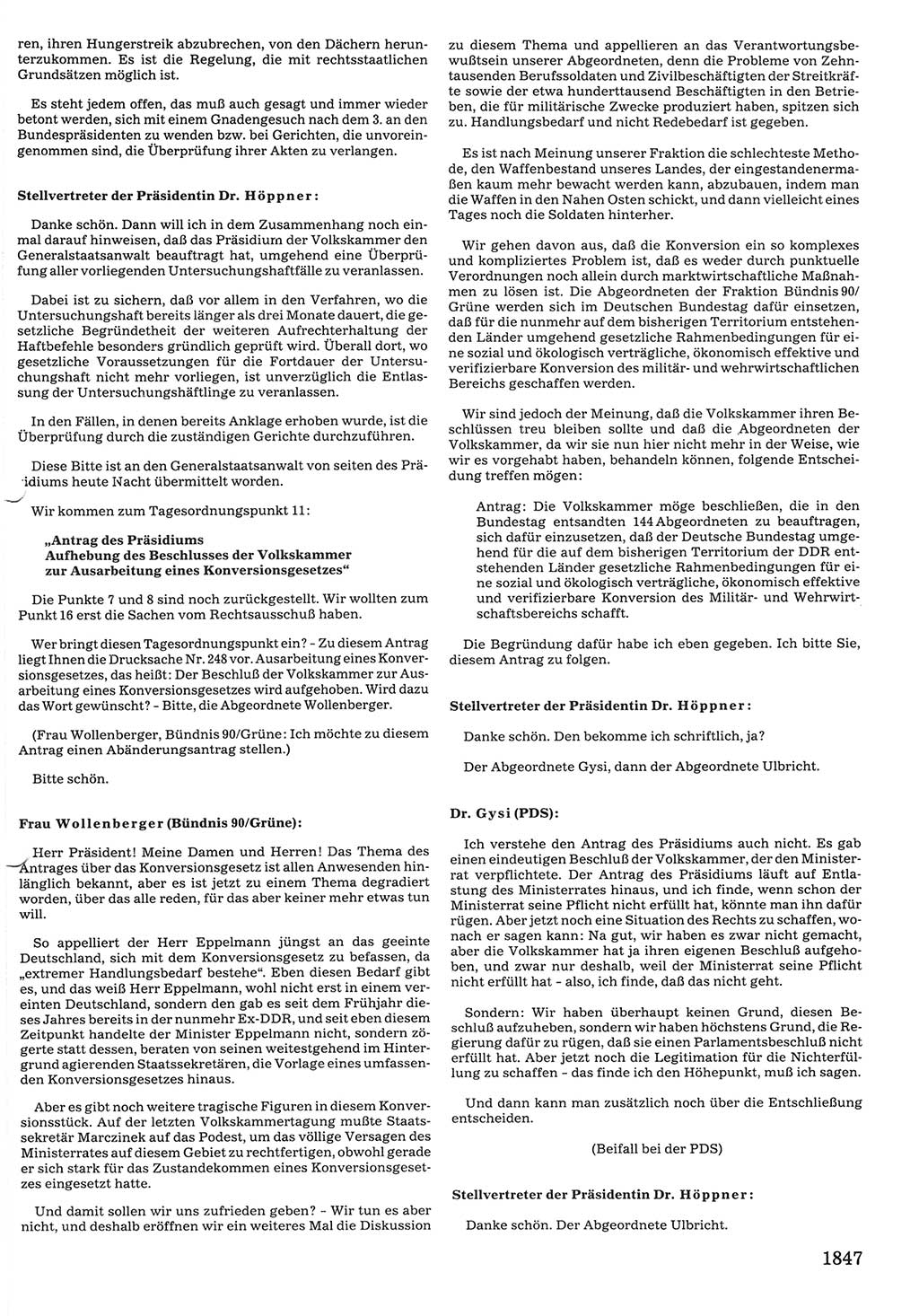 Tagungen der Volkskammer (VK) der Deutschen Demokratischen Republik (DDR), 10. Wahlperiode 1990, Seite 1847 (VK. DDR 10. WP. 1990, Prot. Tg. 1-38, 5.4.-2.10.1990, S. 1847)