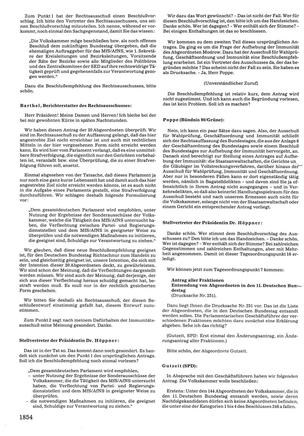 Tagungen der Volkskammer (VK) der Deutschen Demokratischen Republik (DDR), 10. Wahlperiode 1990, Seite 1854 (VK. DDR 10. WP. 1990, Prot. Tg. 1-38, 5.4.-2.10.1990, S. 1854)