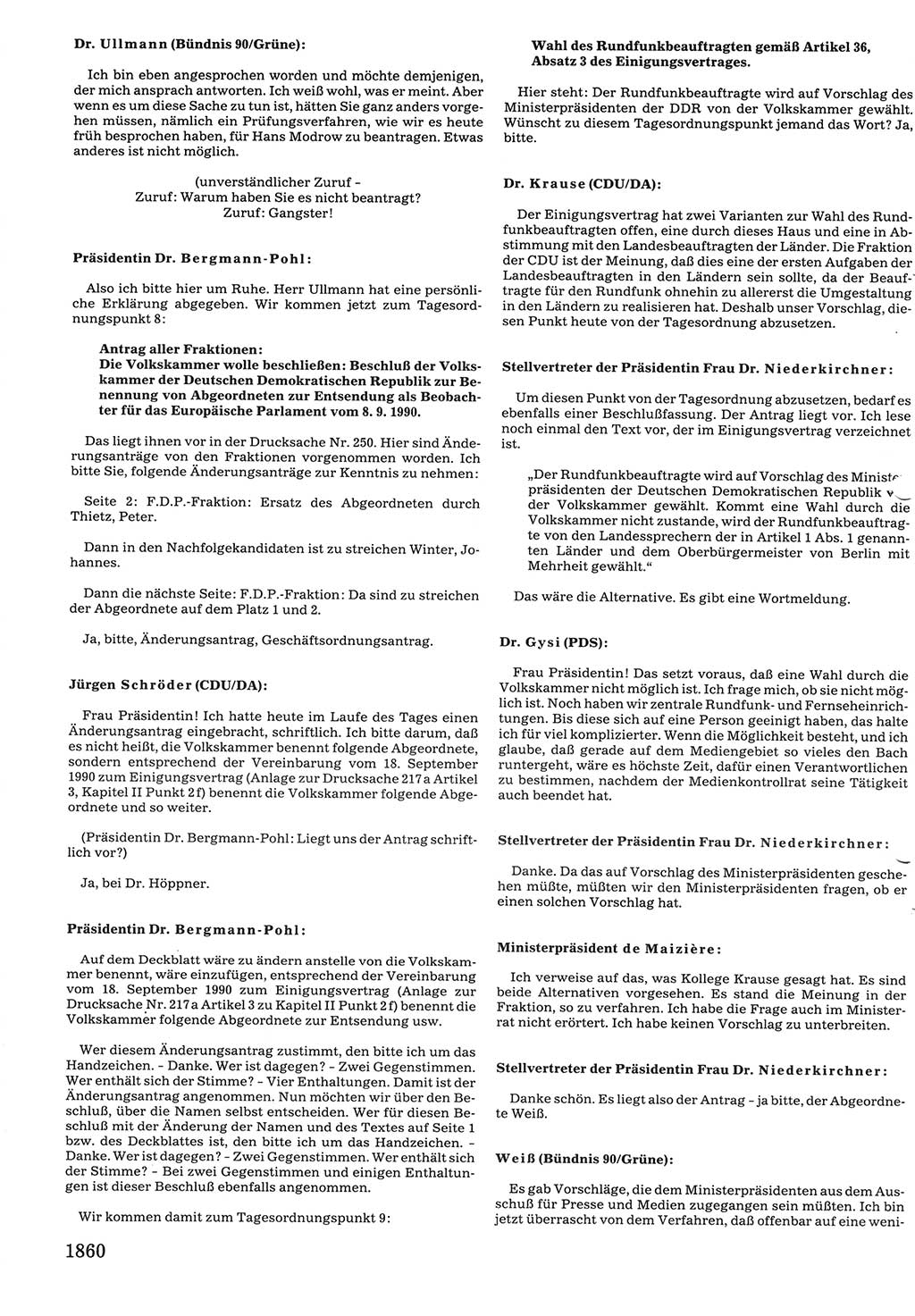 Tagungen der Volkskammer (VK) der Deutschen Demokratischen Republik (DDR), 10. Wahlperiode 1990, Seite 1860 (VK. DDR 10. WP. 1990, Prot. Tg. 1-38, 5.4.-2.10.1990, S. 1860)