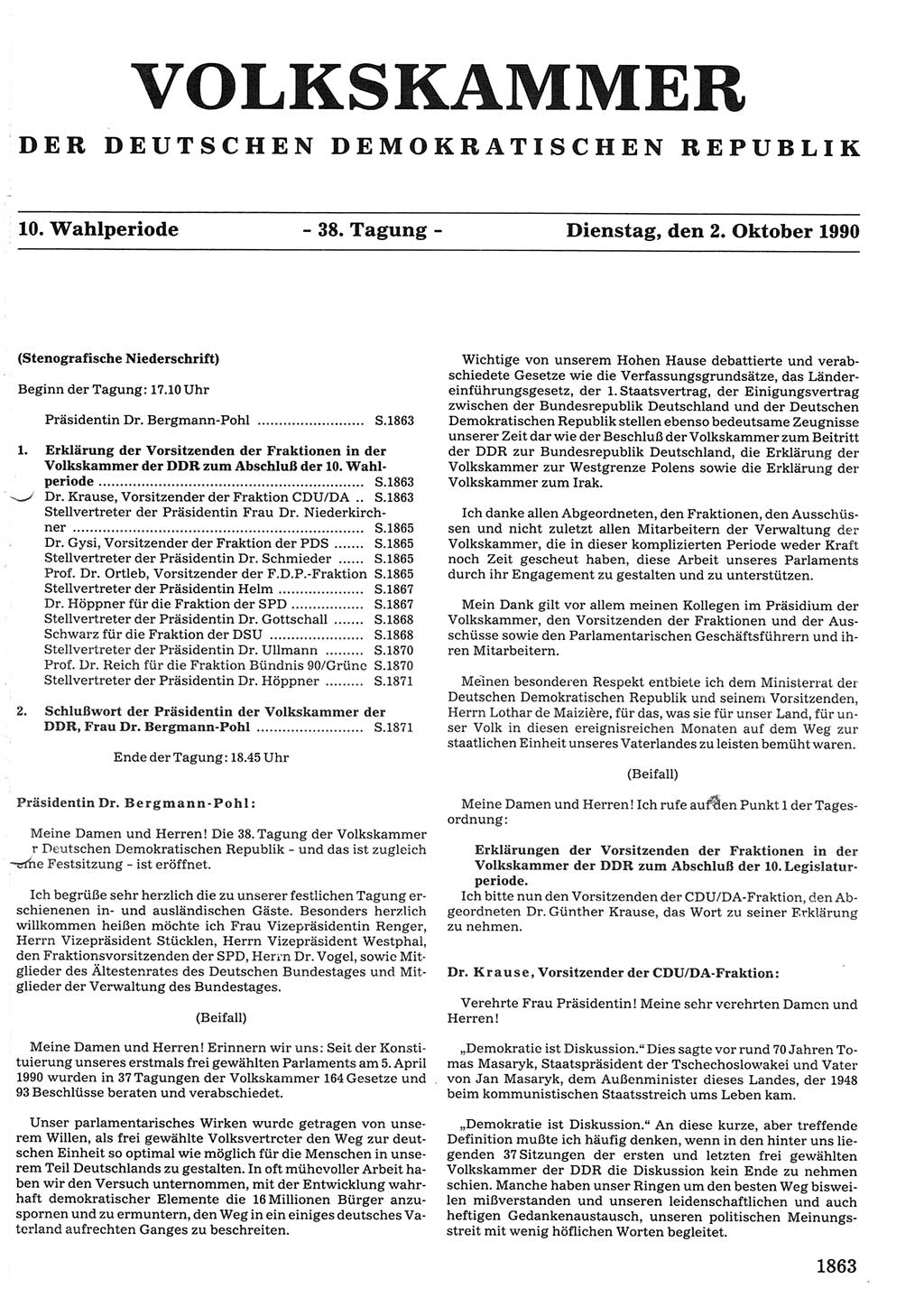 Tagungen der Volkskammer (VK) der Deutschen Demokratischen Republik (DDR), 10. Wahlperiode 1990, Seite 1863 (VK. DDR 10. WP. 1990, Prot. Tg. 1-38, 5.4.-2.10.1990, S. 1863)