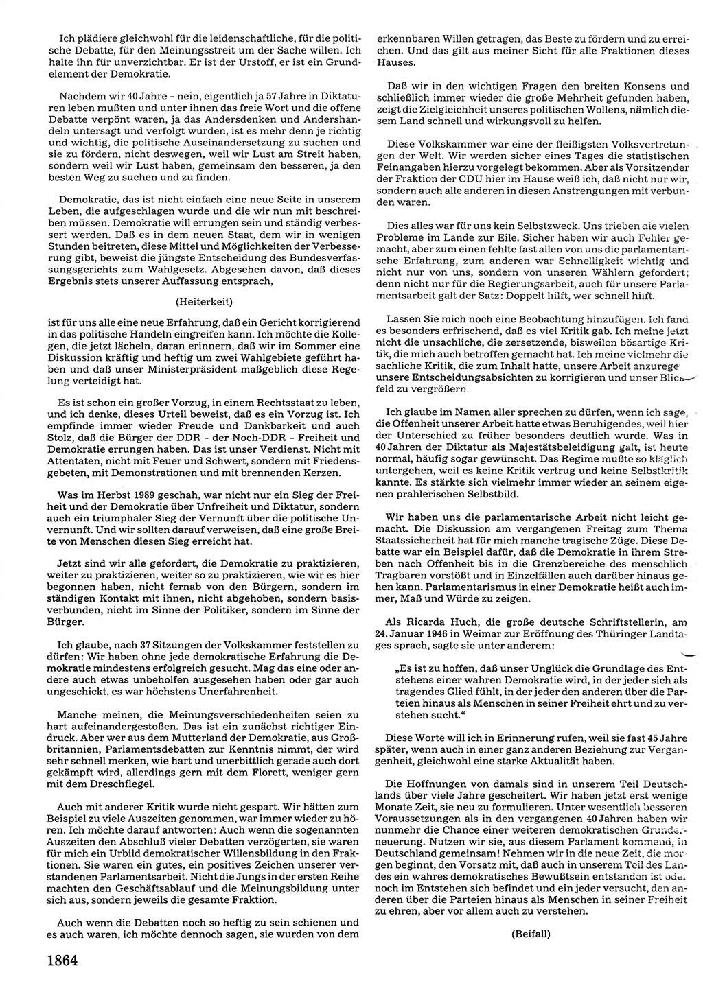 Tagungen der Volkskammer (VK) der Deutschen Demokratischen Republik (DDR), 10. Wahlperiode 1990, Seite 1864 (VK. DDR 10. WP. 1990, Prot. Tg. 1-38, 5.4.-2.10.1990, S. 1864)