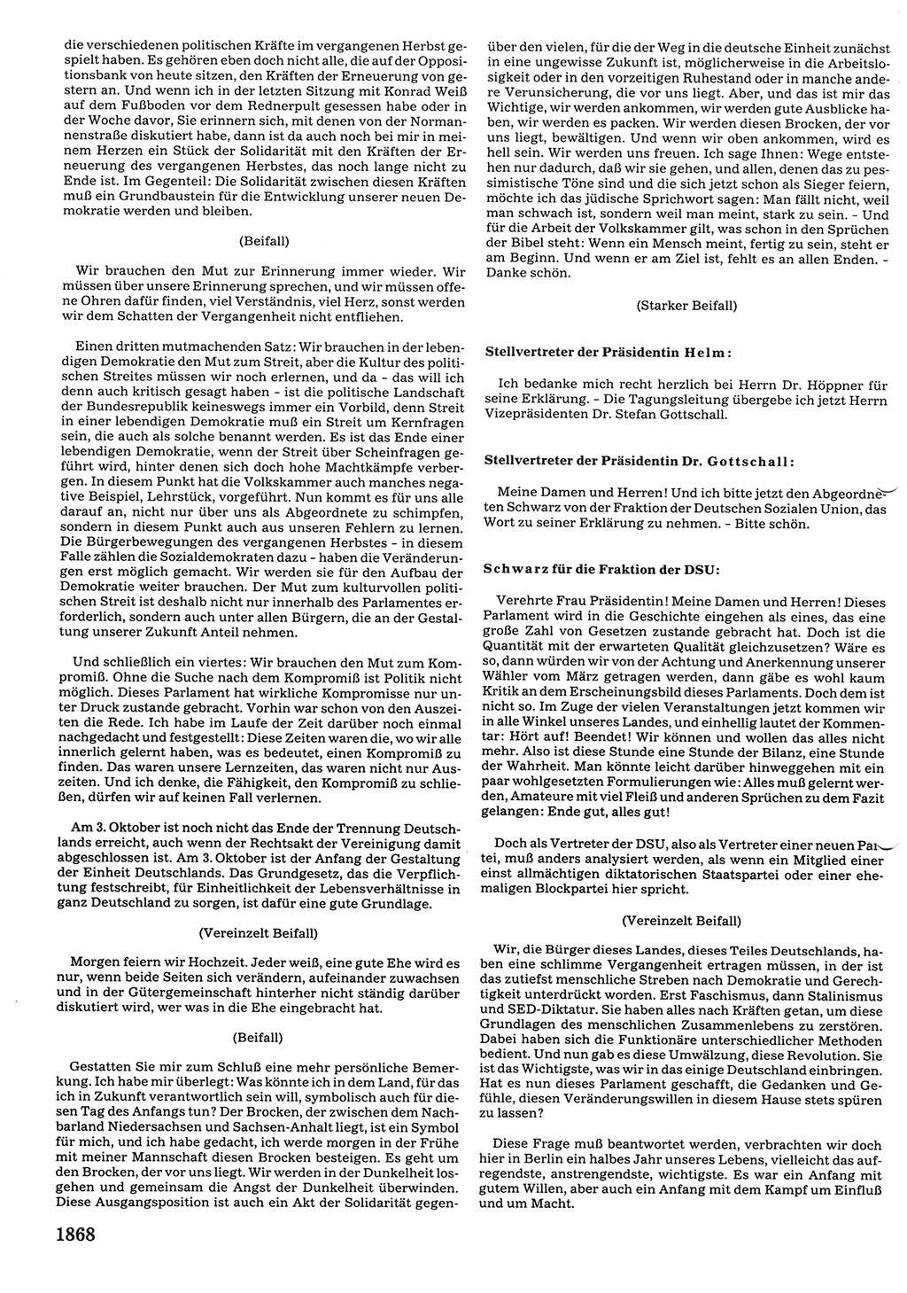 Tagungen der Volkskammer (VK) der Deutschen Demokratischen Republik (DDR), 10. Wahlperiode 1990, Seite 1868 (VK. DDR 10. WP. 1990, Prot. Tg. 1-38, 5.4.-2.10.1990, S. 1868)