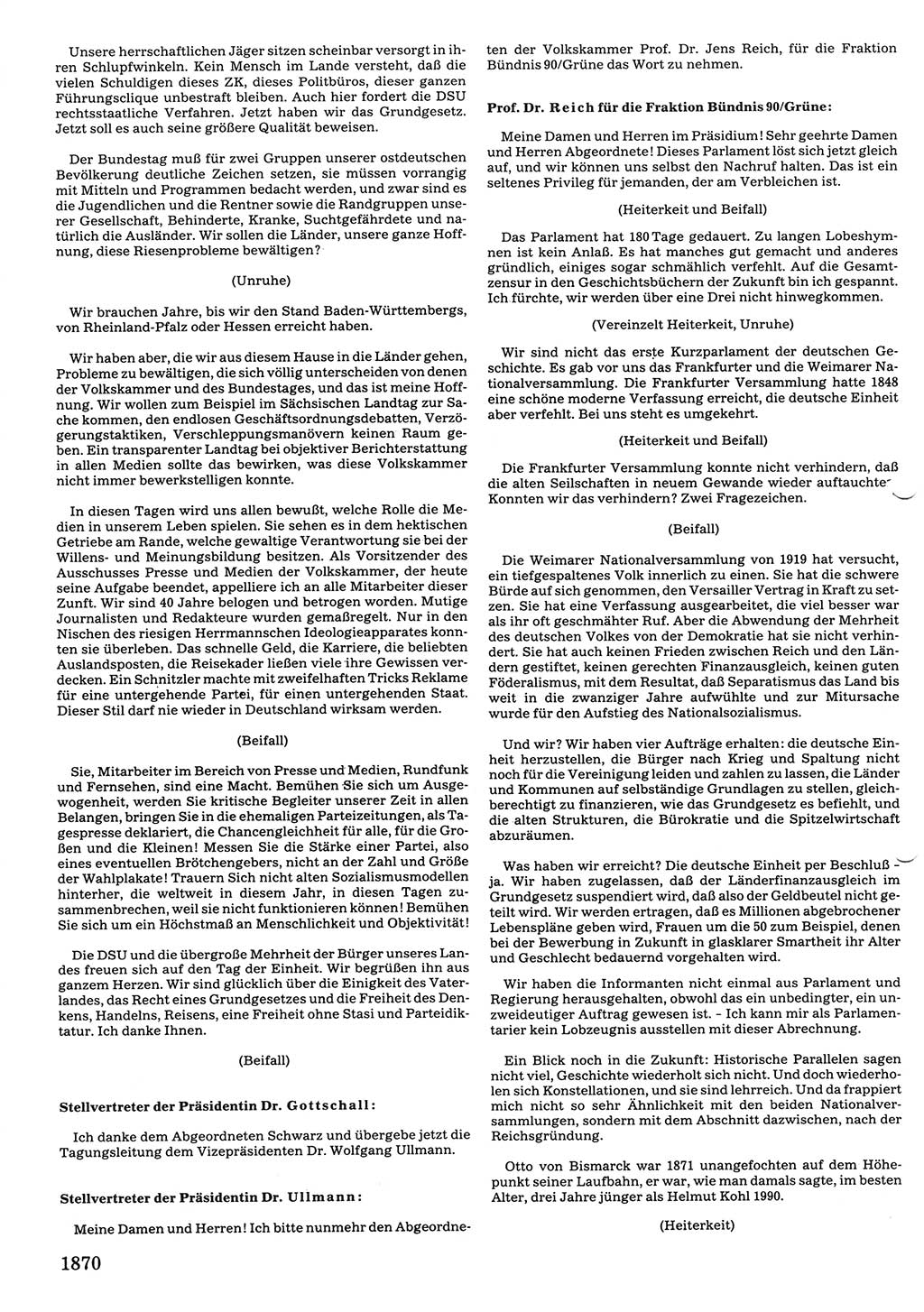 Tagungen der Volkskammer (VK) der Deutschen Demokratischen Republik (DDR), 10. Wahlperiode 1990, Seite 1870 (VK. DDR 10. WP. 1990, Prot. Tg. 1-38, 5.4.-2.10.1990, S. 1870)